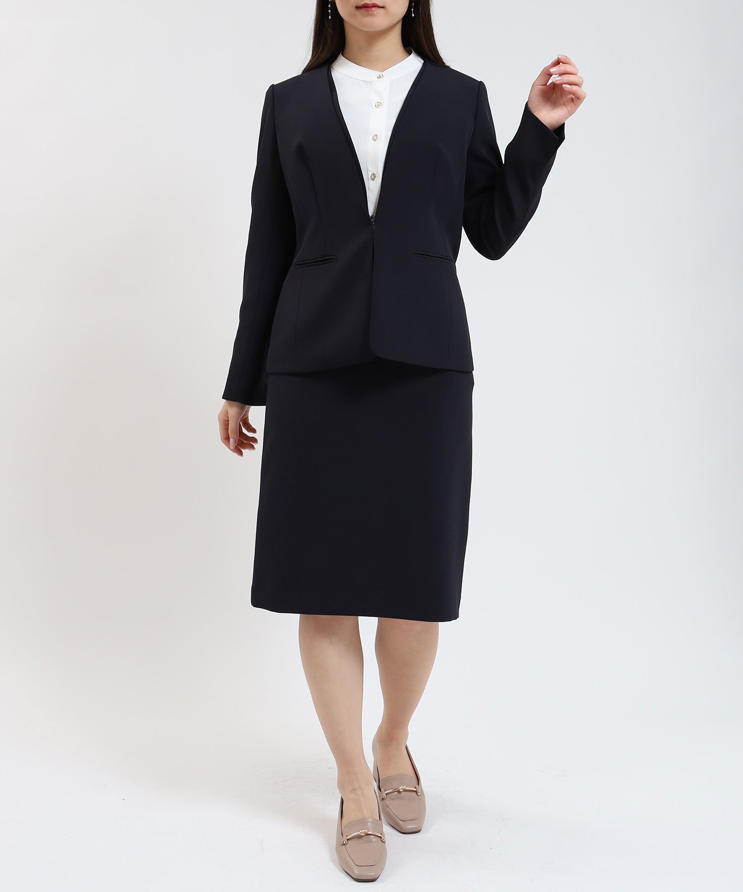 ネイビー model:160cm/骨格ウェーブ 着用サイズ:M