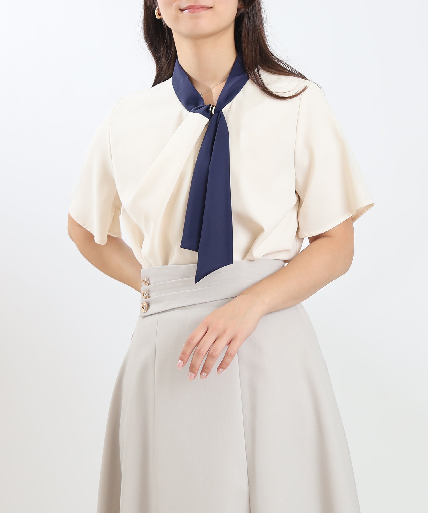 ホワイト×ネイビー model:160cm 着用サイズ:M