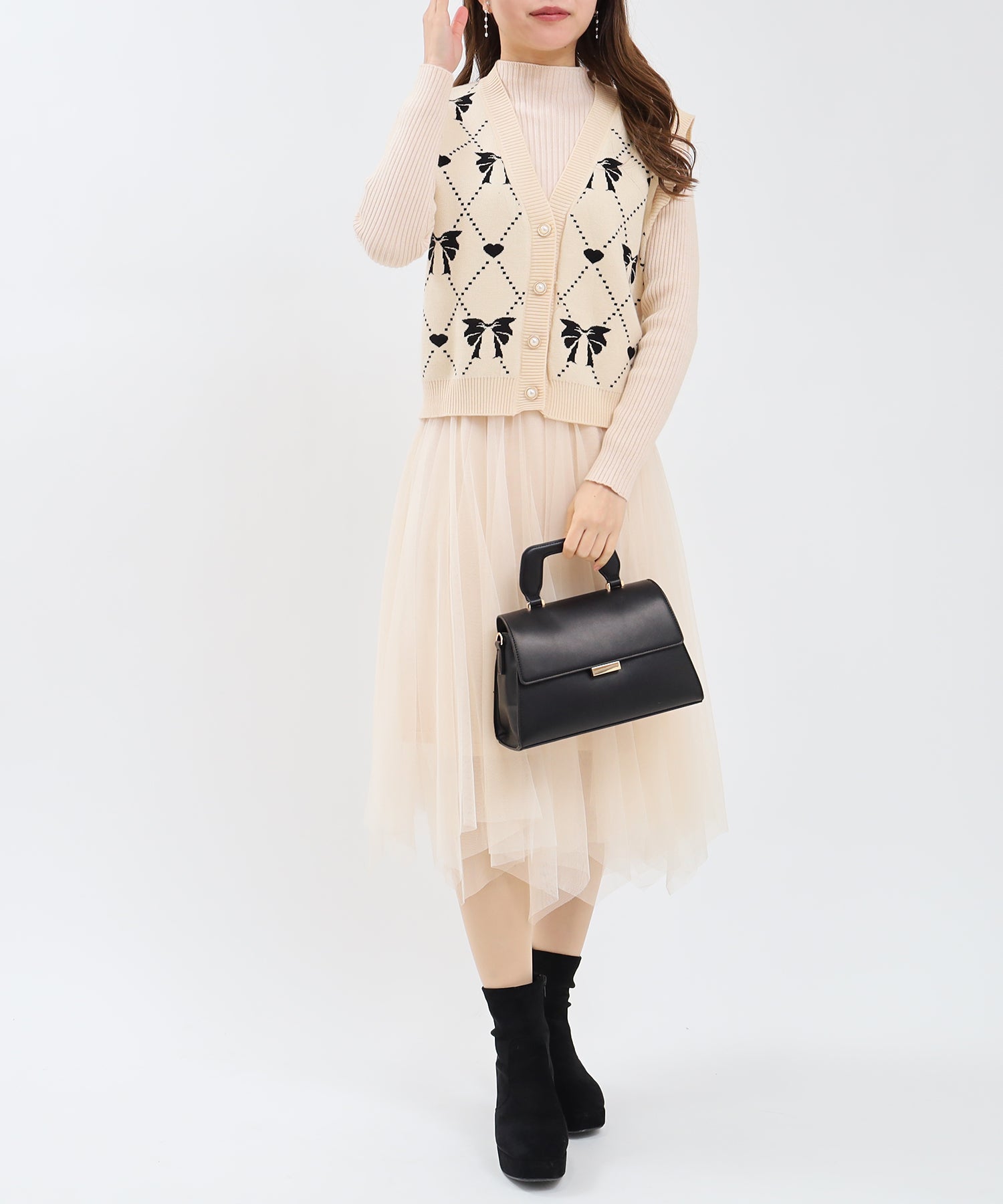 ベージュ model:156cm 着用サイズ:M