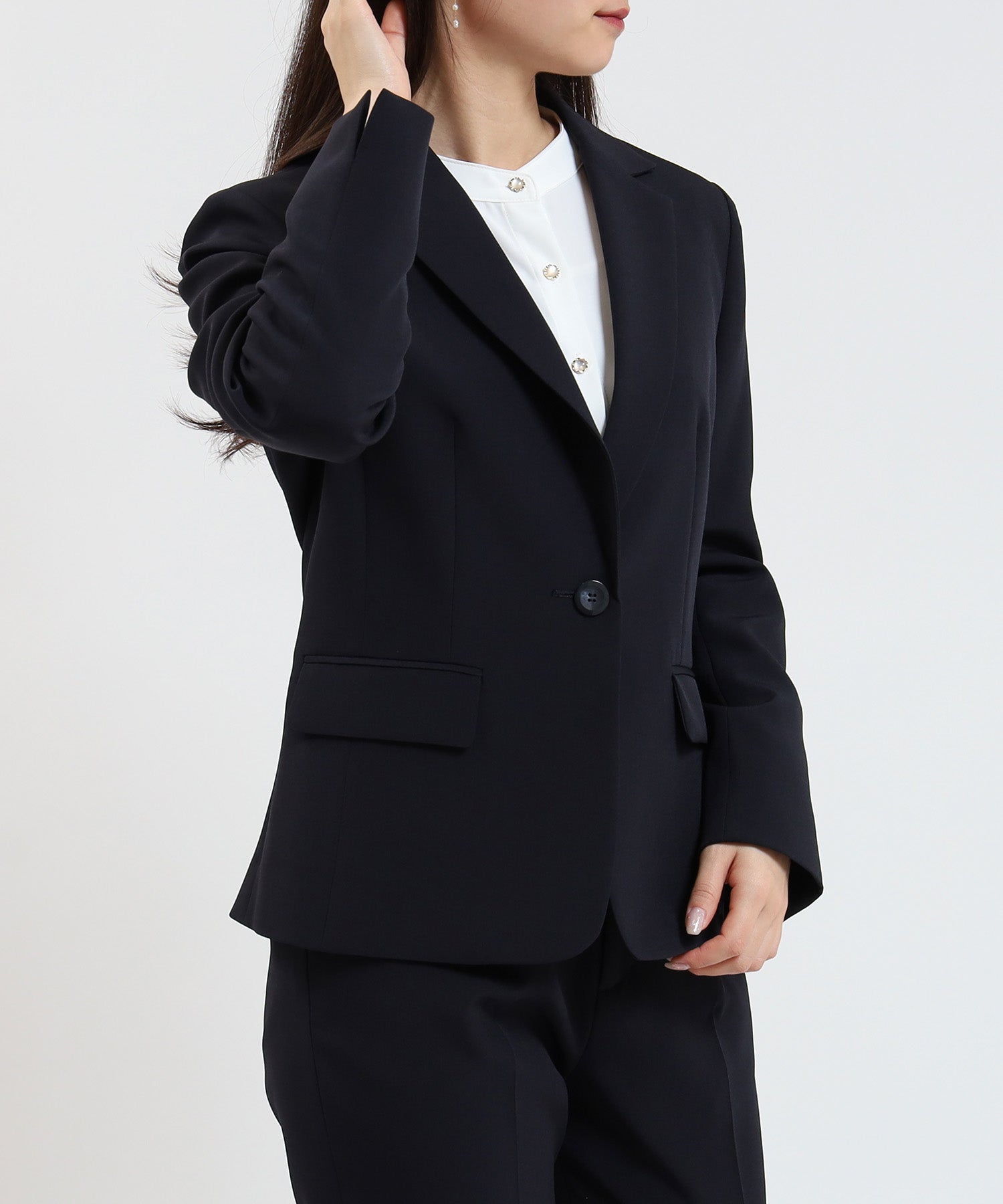 ネイビー model:160cm/骨格ウェーブ 着用サイズ:M