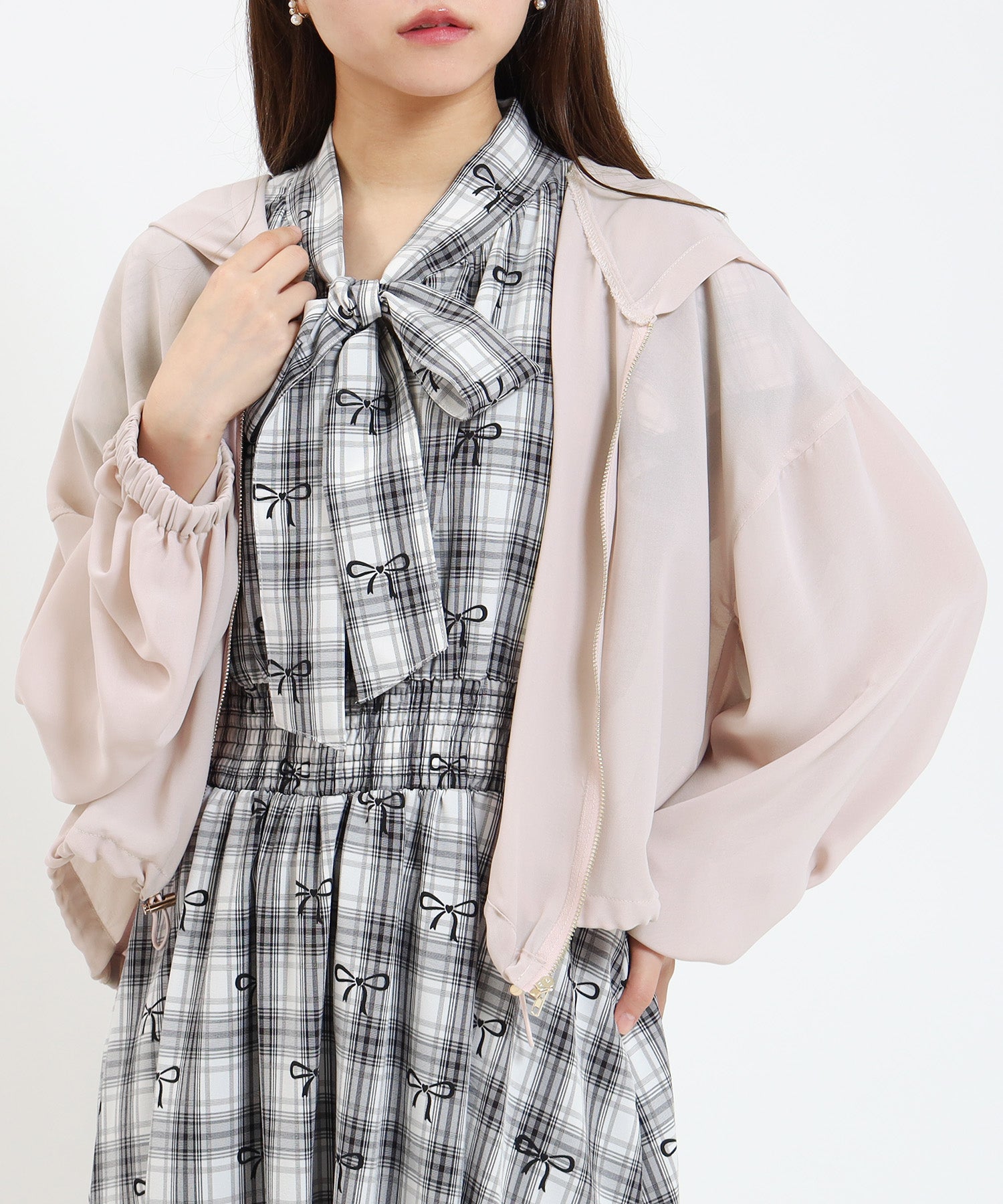 ピンクベージュ model:155cm/骨格ウェーブ 着用サイズ:M