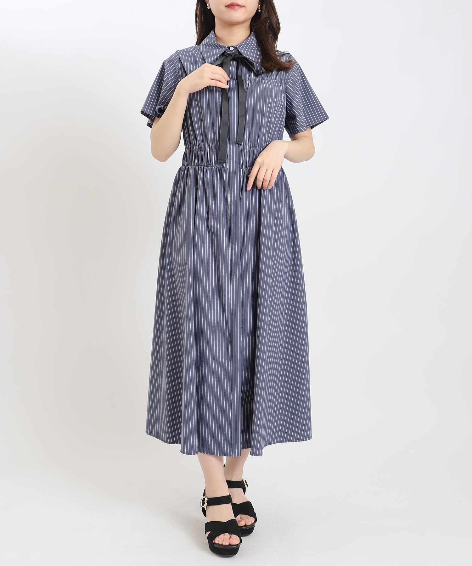 ネイビー model:156cm 骨格ウェーブ 着用サイズ:M