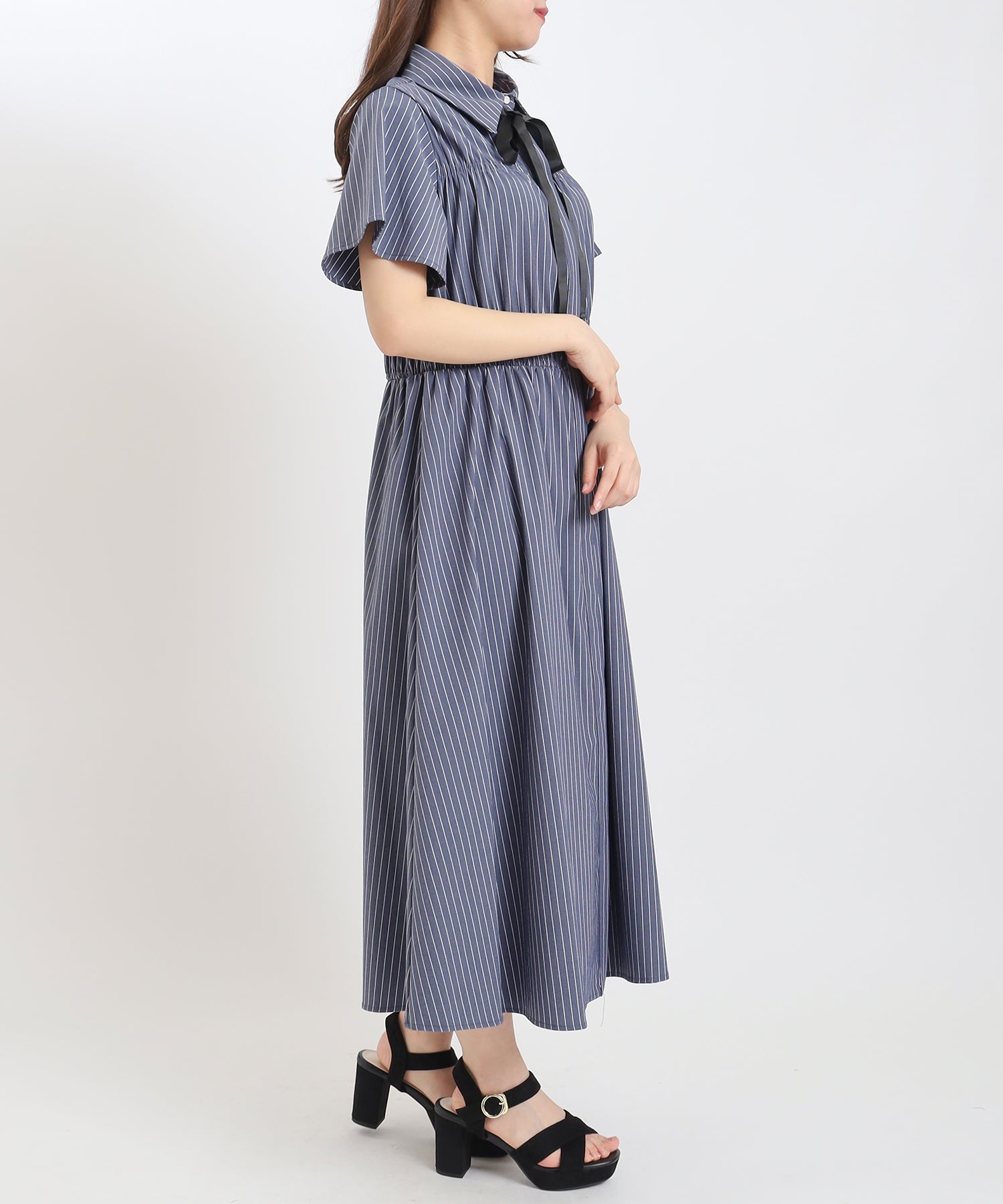 ネイビー model:156cm 骨格ウェーブ 着用サイズ:M