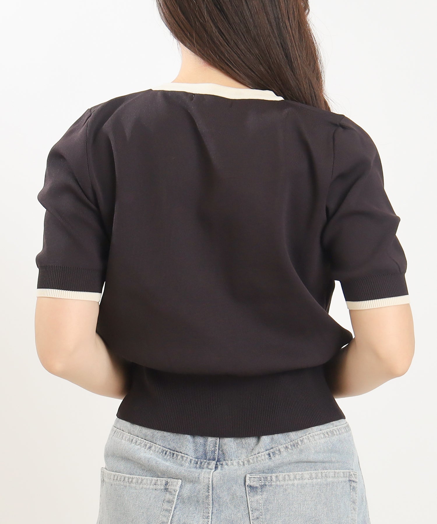 ブラウン×アイボリー model:160 着用サイズ:M