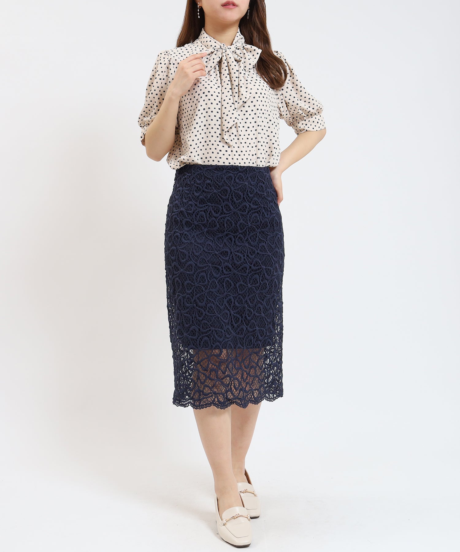 ネイビー model:155cm/骨格ウェーブ 着用サイズ:S