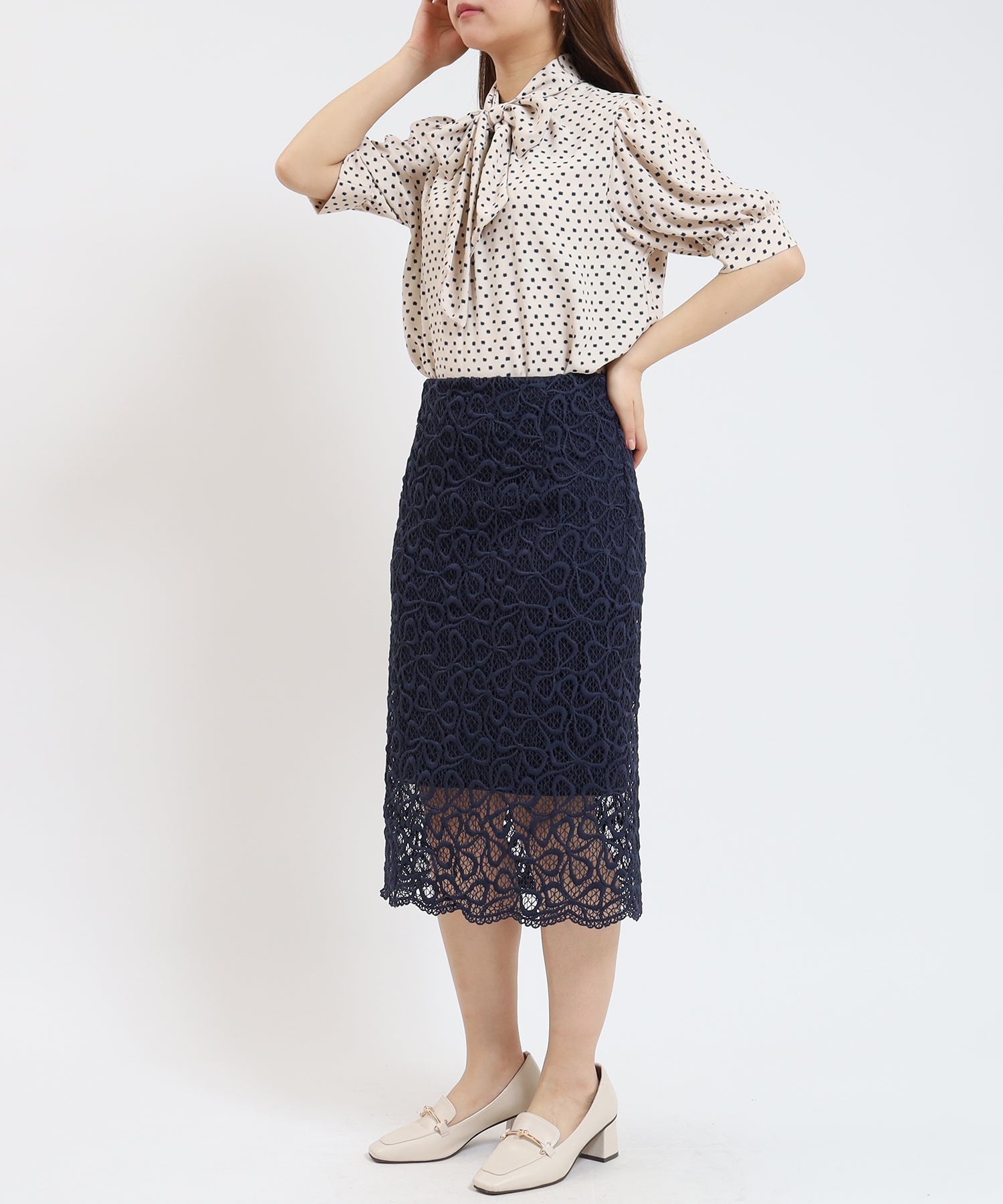 ネイビー model:155cm/骨格ウェーブ 着用サイズ:S