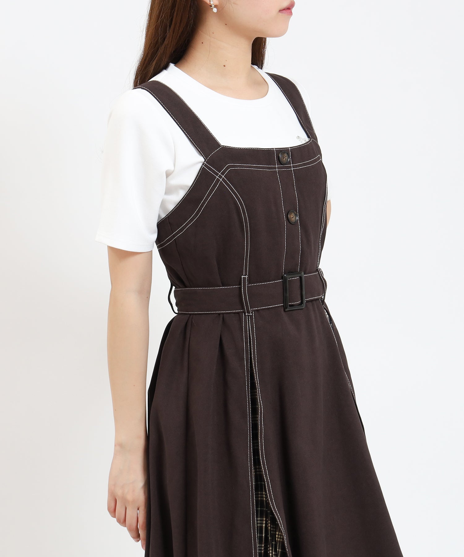 ブラウン model:155cm/骨格ウェーブ 着用サイズ:M