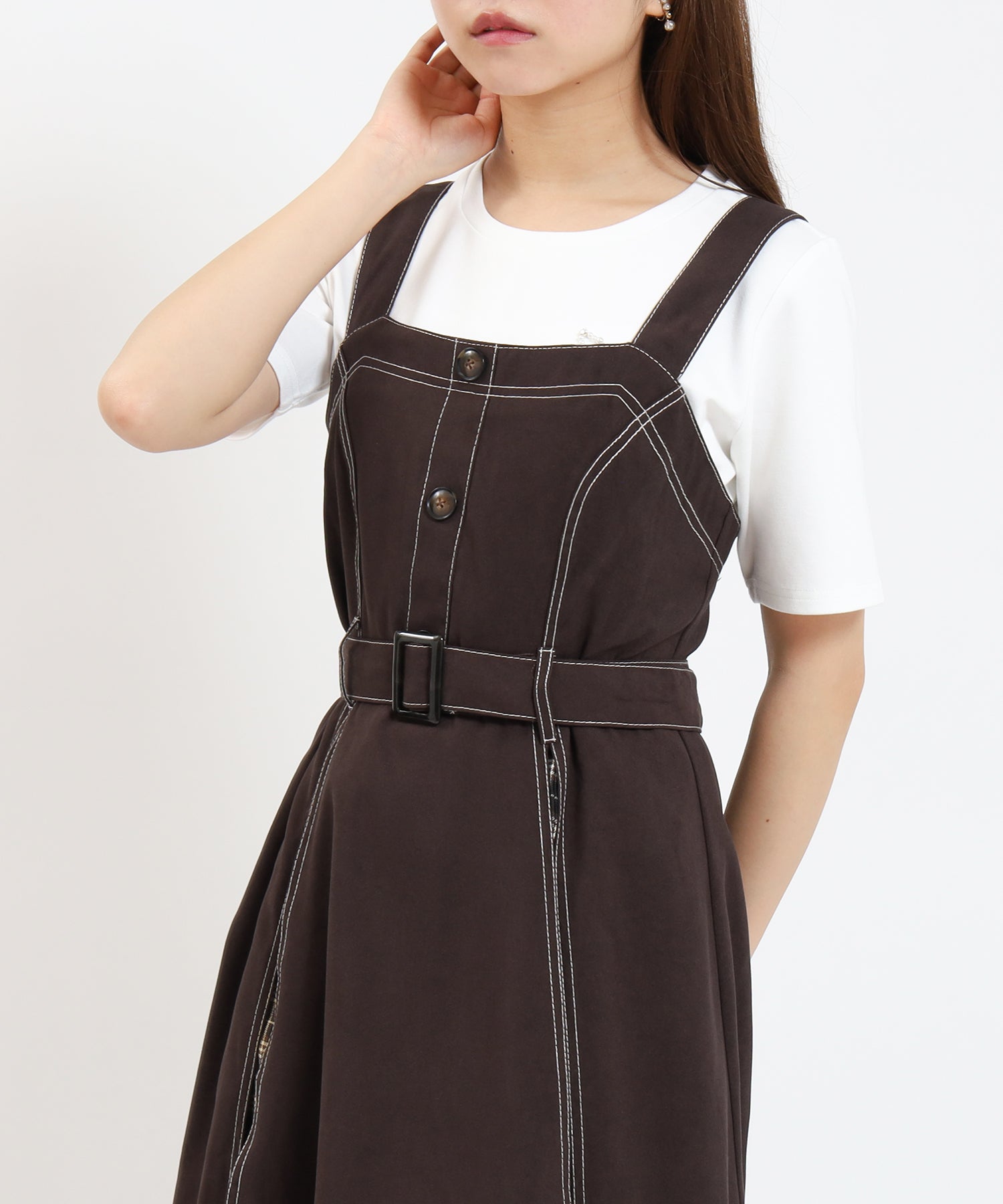 ブラウン model:155cm/骨格ウェーブ 着用サイズ:M