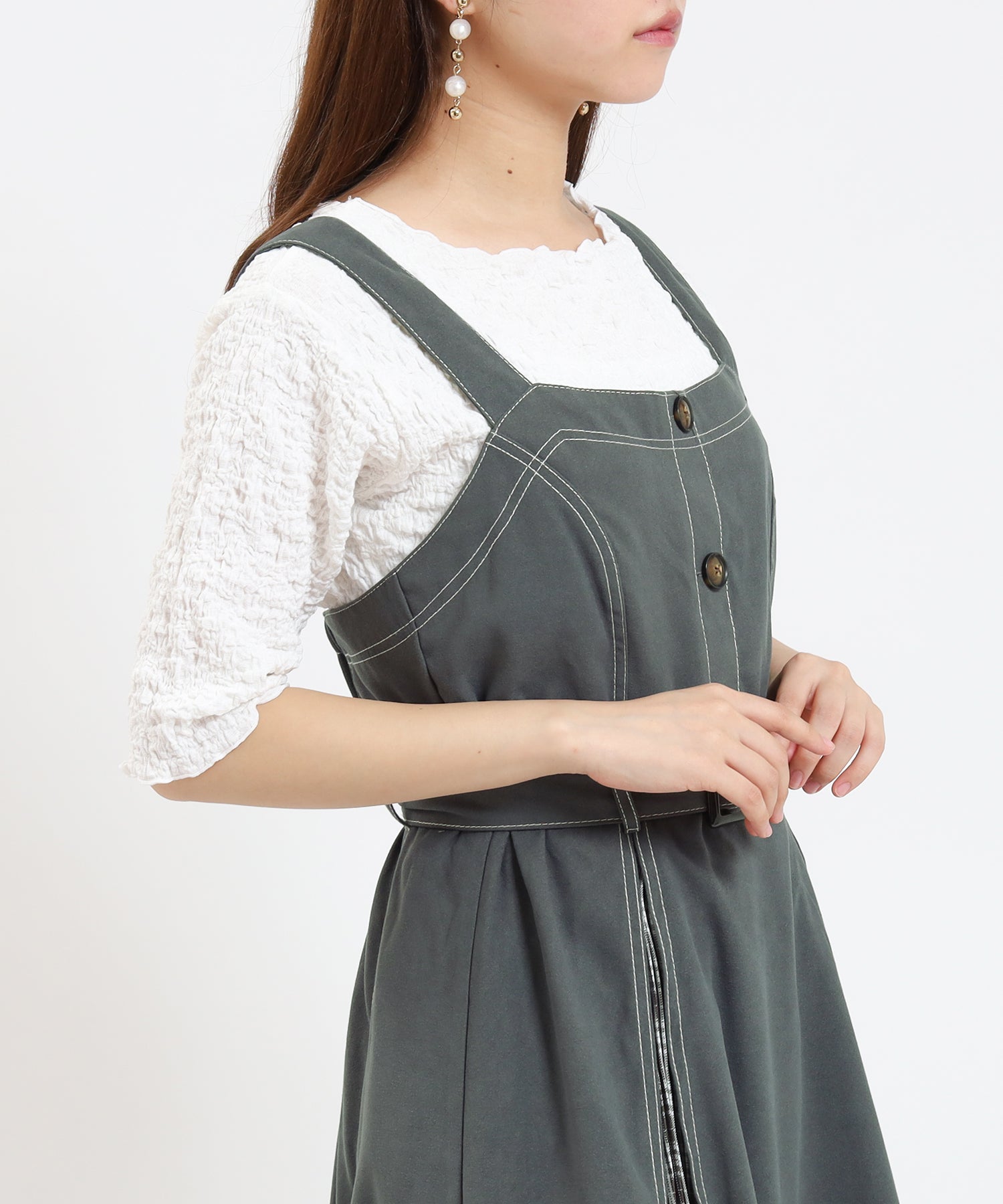 チャコール model:155cm/骨格ウェーブ 着用サイズ:M