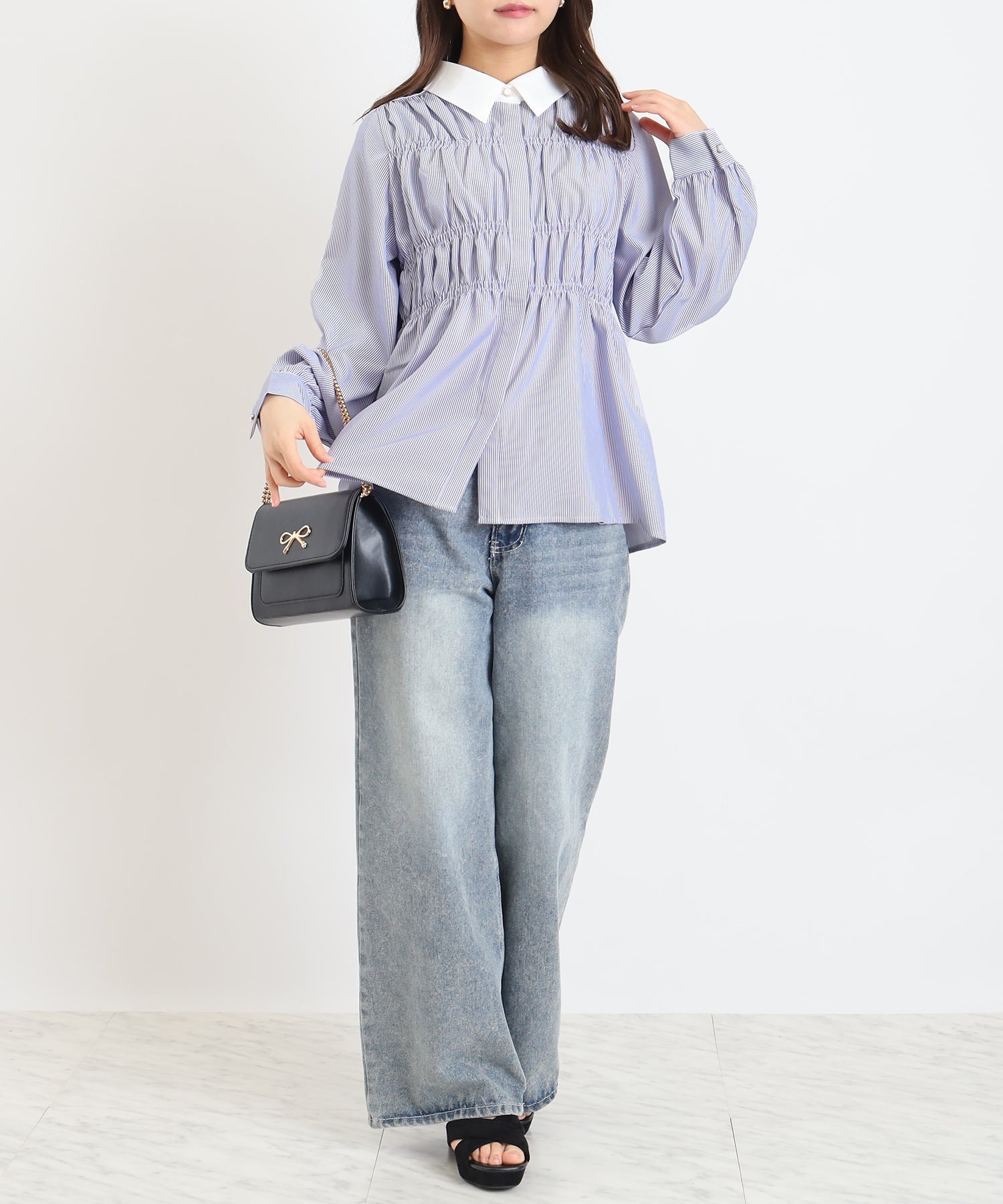 ホワイト×ブルー model:156cm 着用サイズ:M