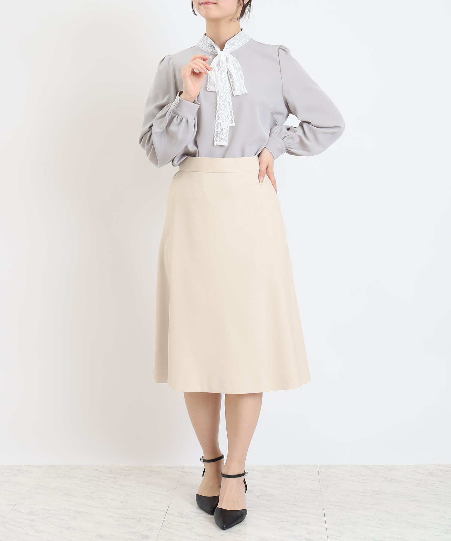 ベージュ model:160cm 着用サイズ:M