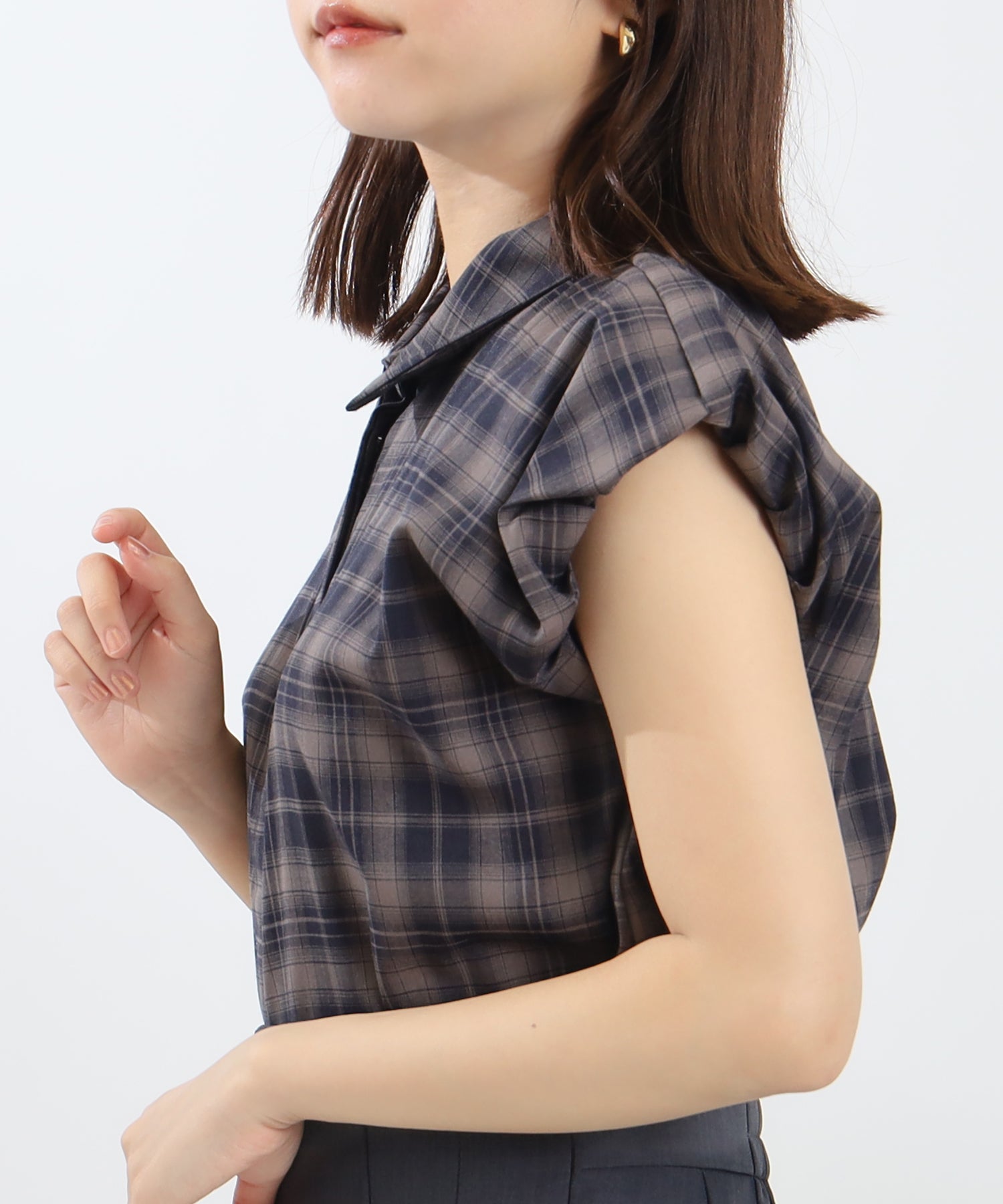 ネイビー×モカ model:156 着用サイズ:M