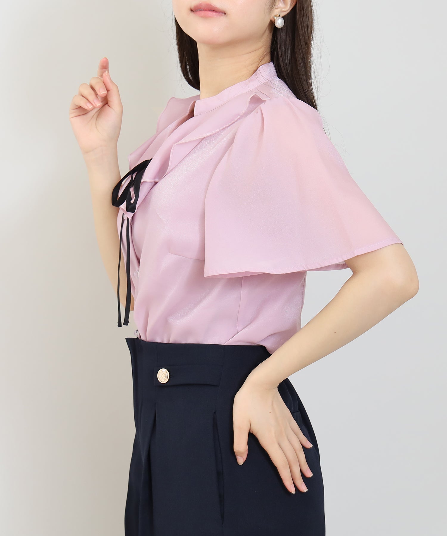 ピンクベージュ model:156cm 着用サイズ:M
