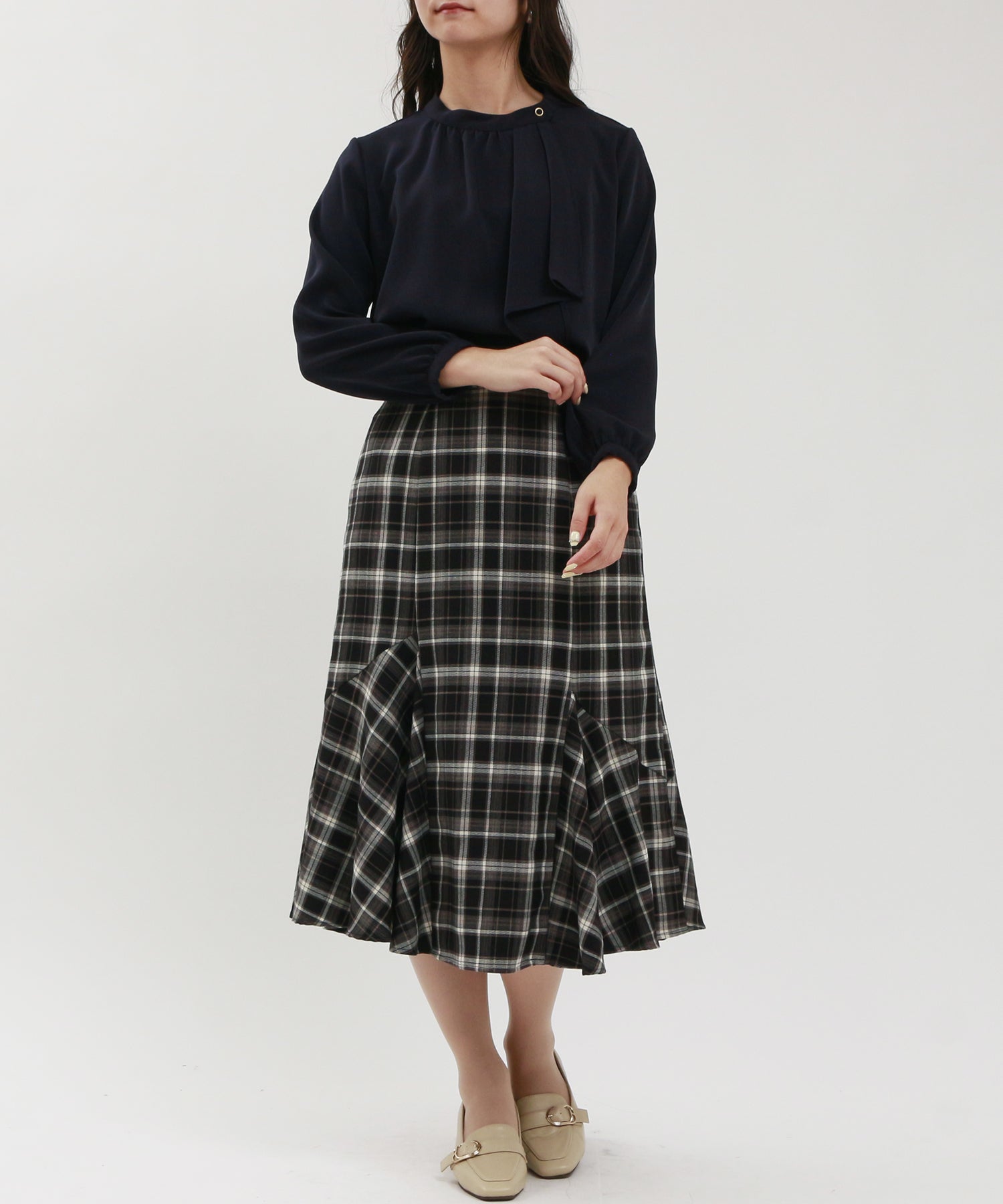 ネイビー model:160cm/骨格ウェーブ 着用サイズ:M