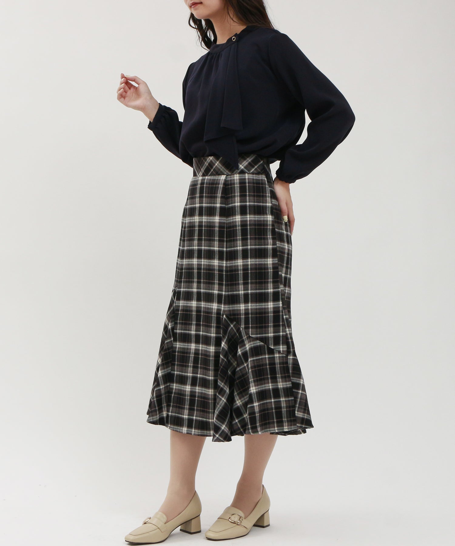 ネイビー model:160cm/骨格ウェーブ 着用サイズ:M