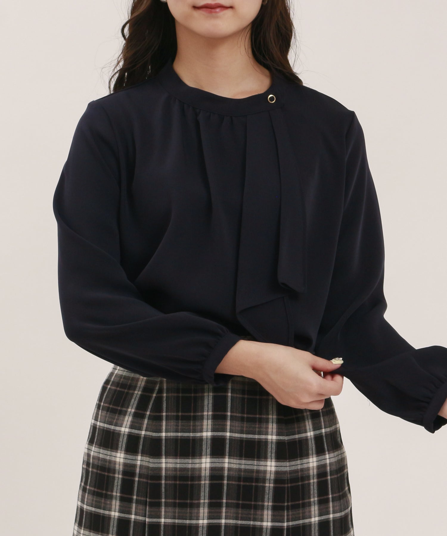 ネイビー model:160cm/骨格ウェーブ 着用サイズ:M