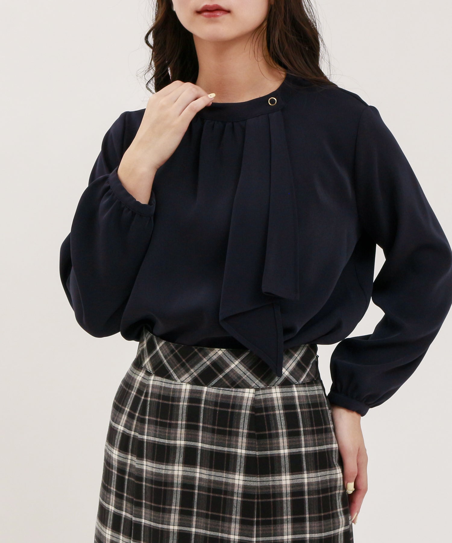 ネイビー model:160cm/骨格ウェーブ 着用サイズ:M