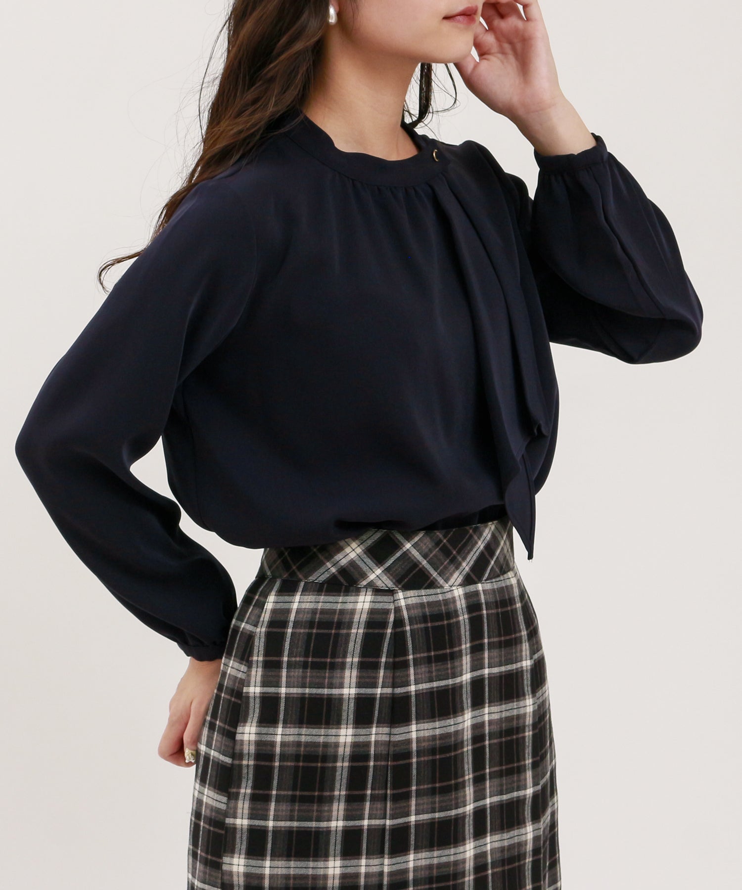 ネイビー model:160cm/骨格ウェーブ 着用サイズ:M