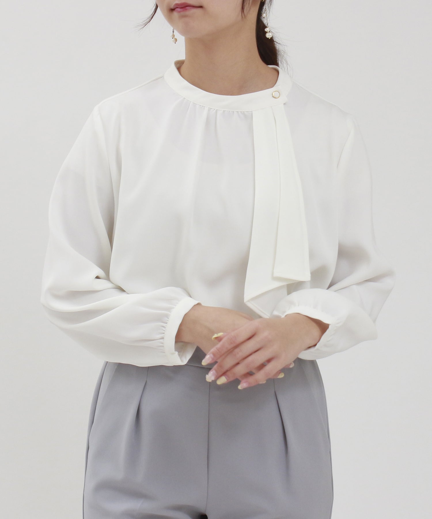 ホワイト model:160cm/骨格ウェーブ 着用サイズ:M