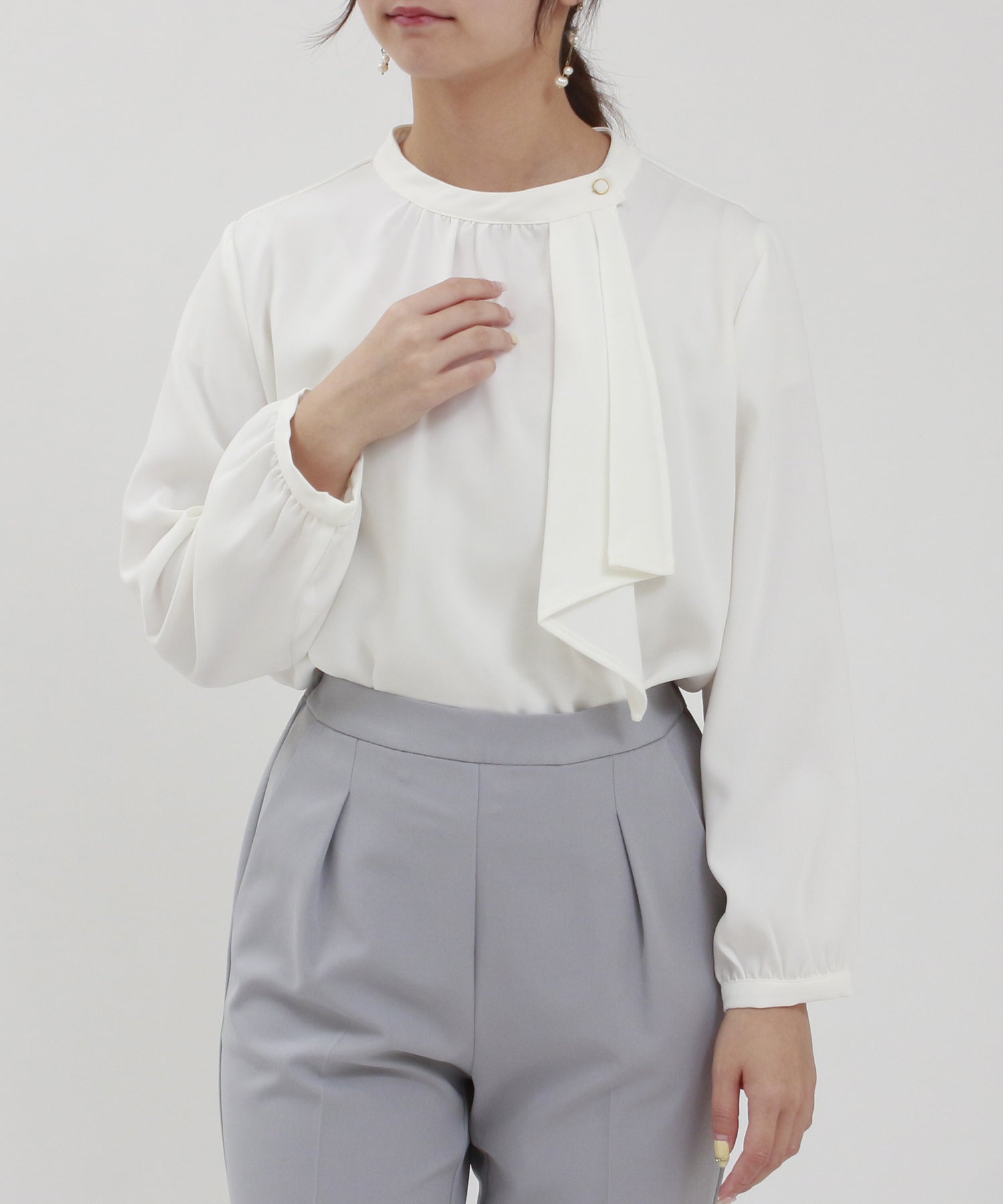 ホワイト model:160cm/骨格ウェーブ 着用サイズ:M