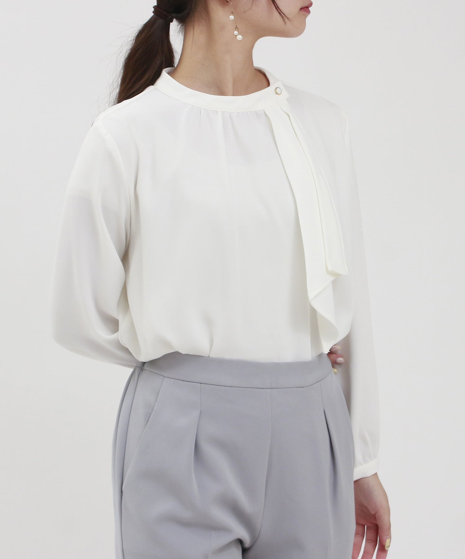 ホワイト model:160cm/骨格ウェーブ 着用サイズ:M