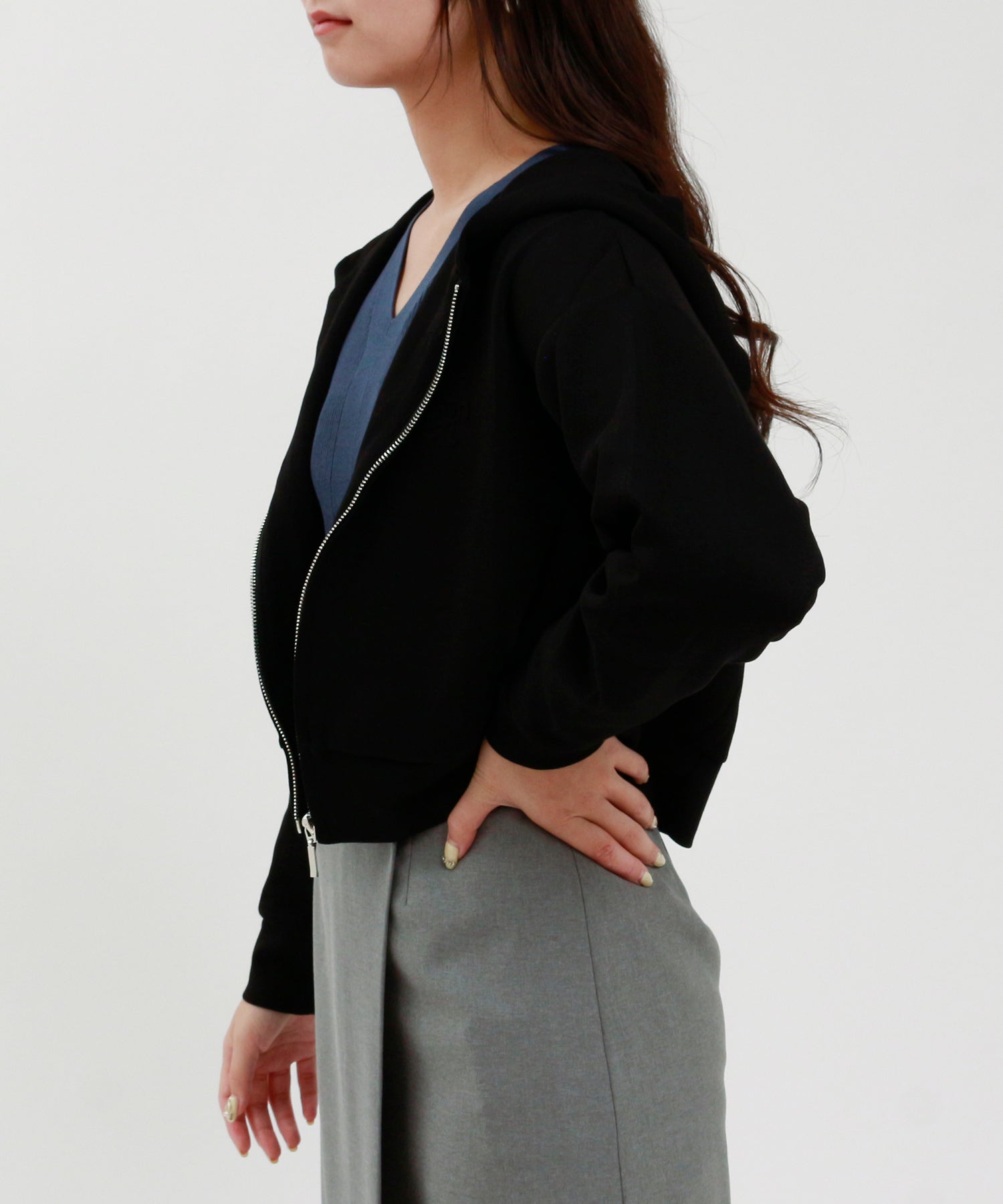 ブラック model:160cm/骨格ウェーブ 着用サイズ:M