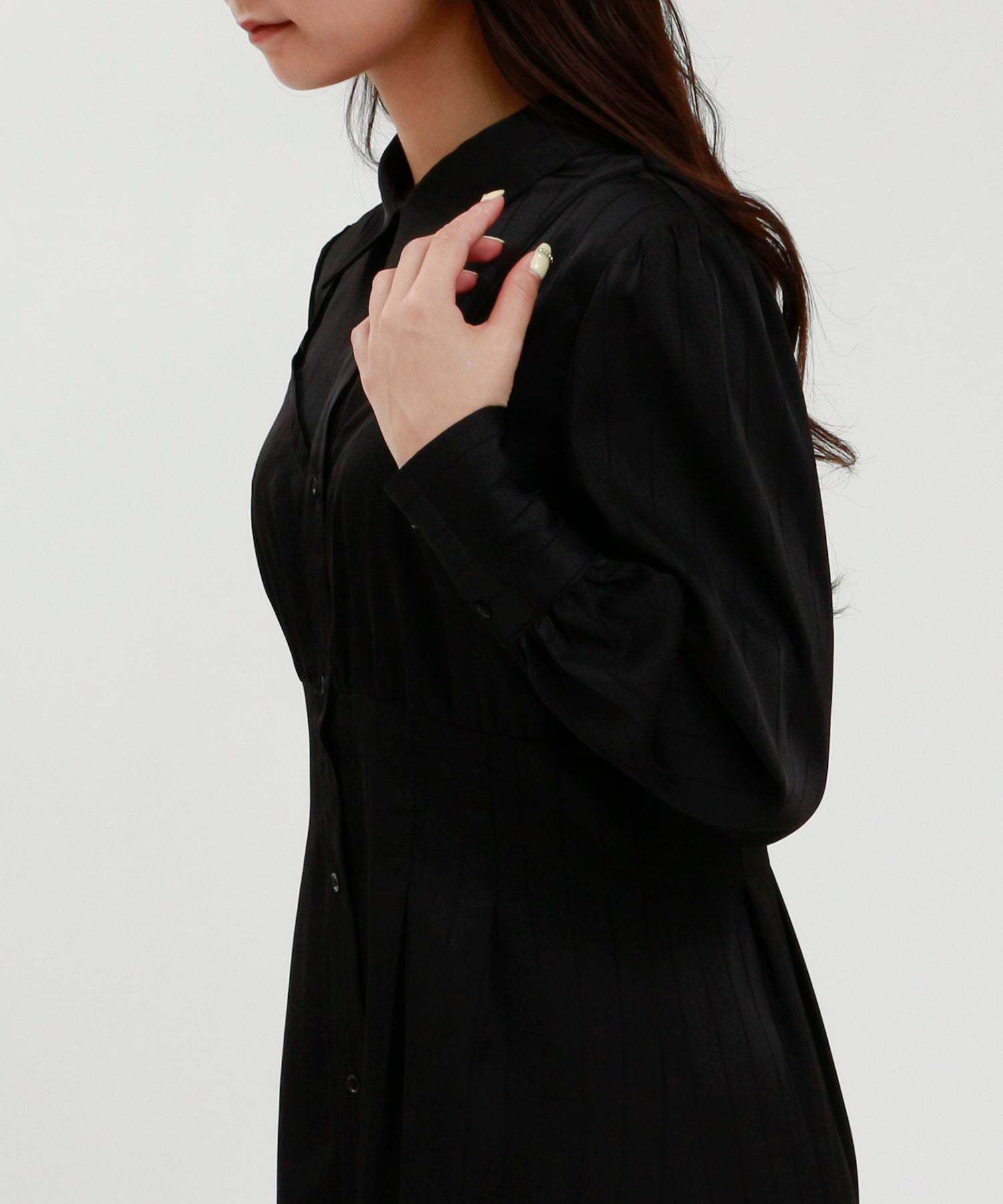 ブラック model:160cm/骨格ウェーブ 着用サイズ:M