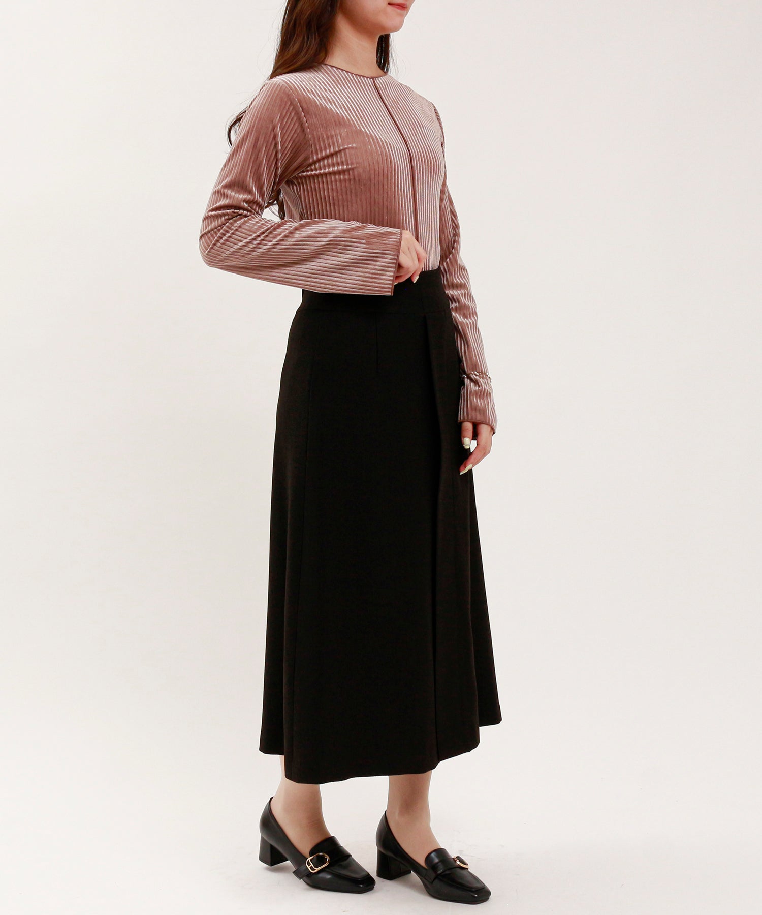ブラック model:160cm/骨格ウェーブ 着用サイズ:M