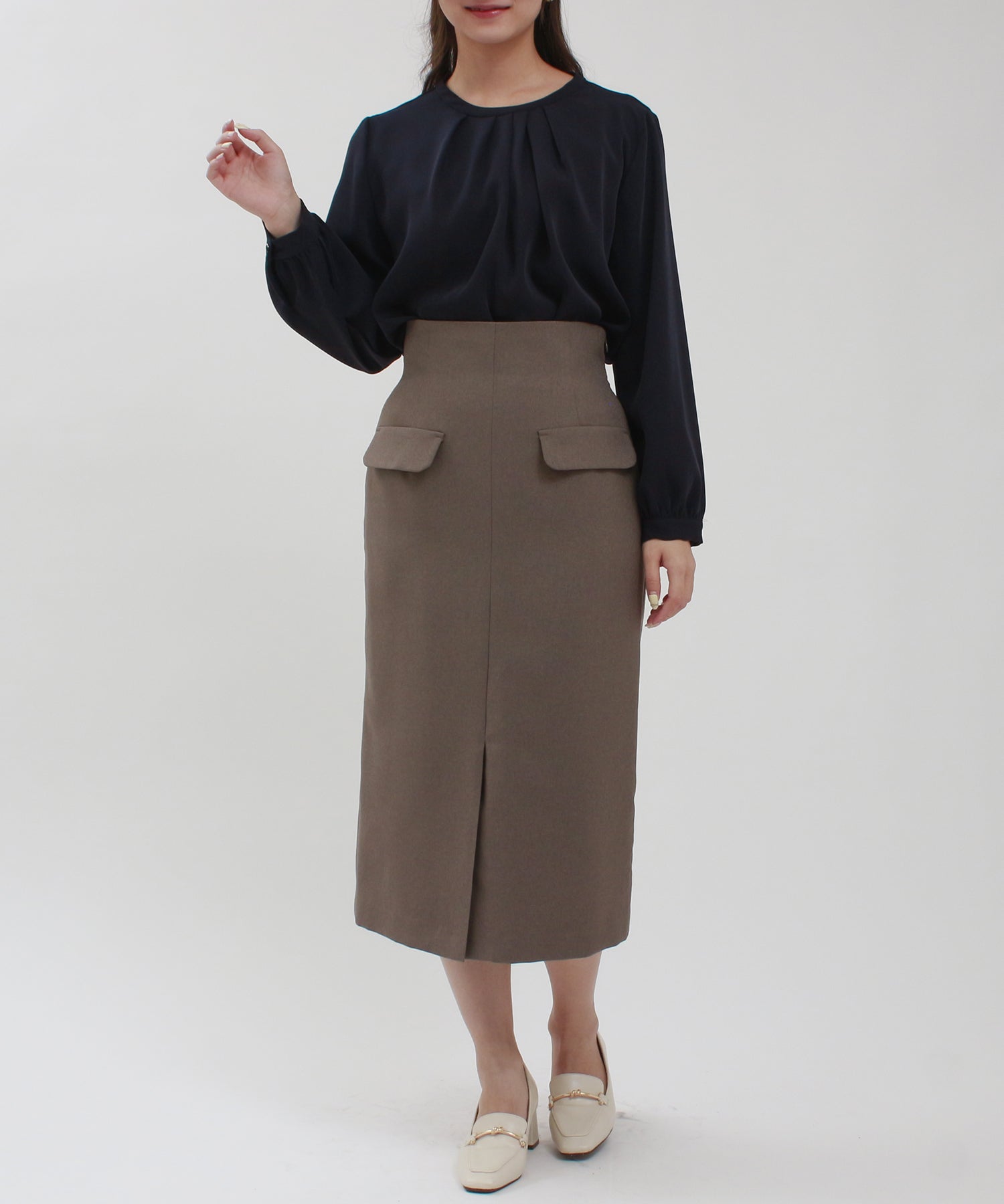 ネイビー model:160cm/骨格ウェーブ 着用サイズ:M