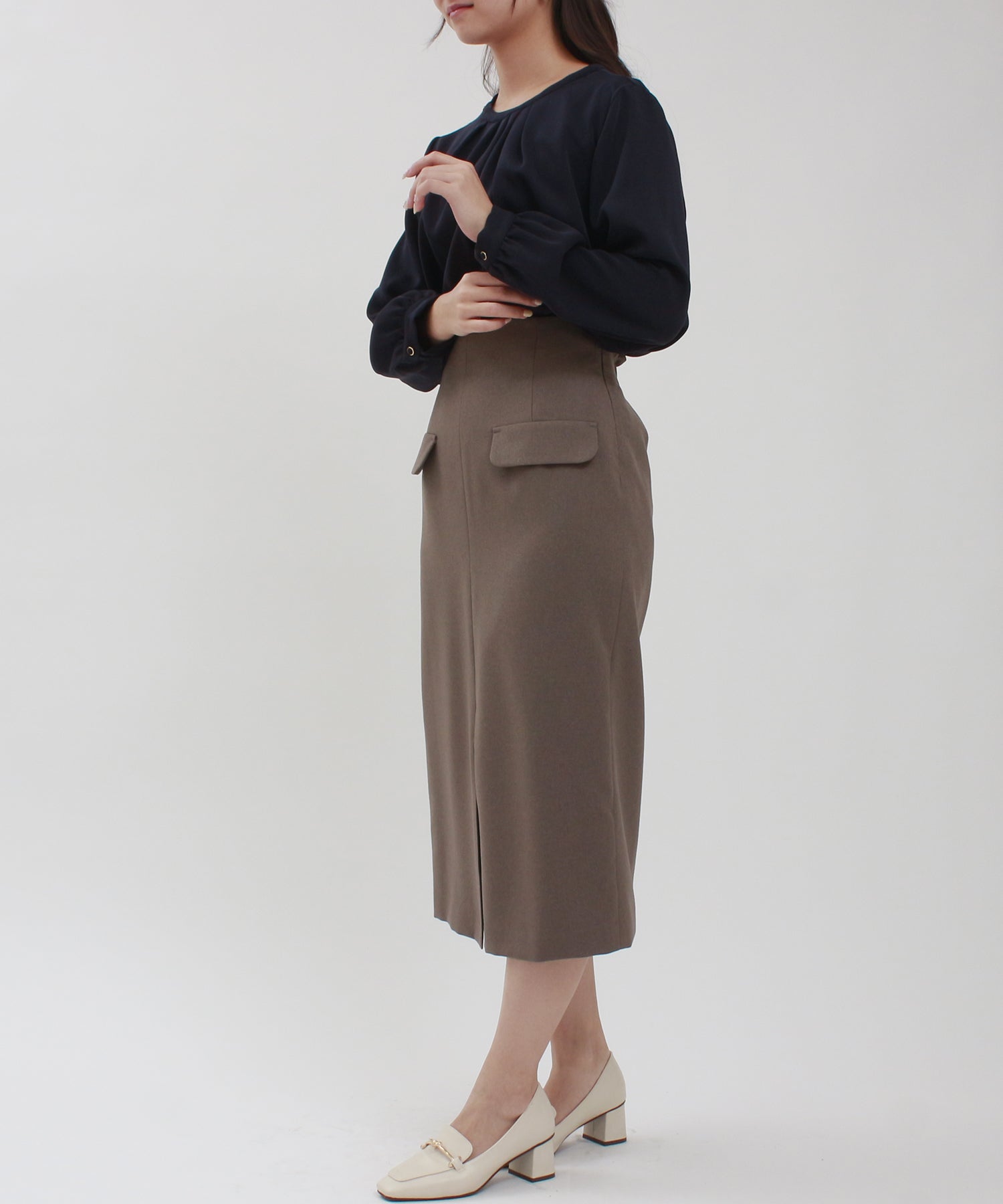 ネイビー model:160cm/骨格ウェーブ 着用サイズ:M