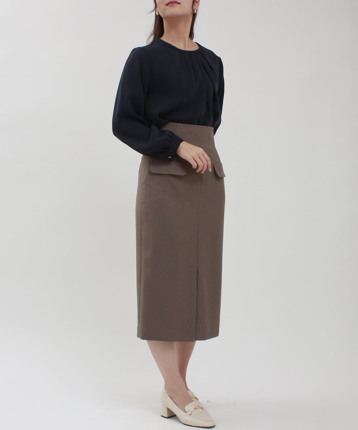 ネイビー model:160cm/骨格ウェーブ 着用サイズ:M