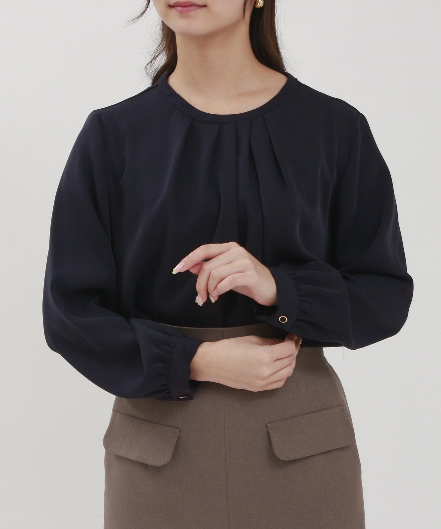 ネイビー model:160cm/骨格ウェーブ 着用サイズ:M