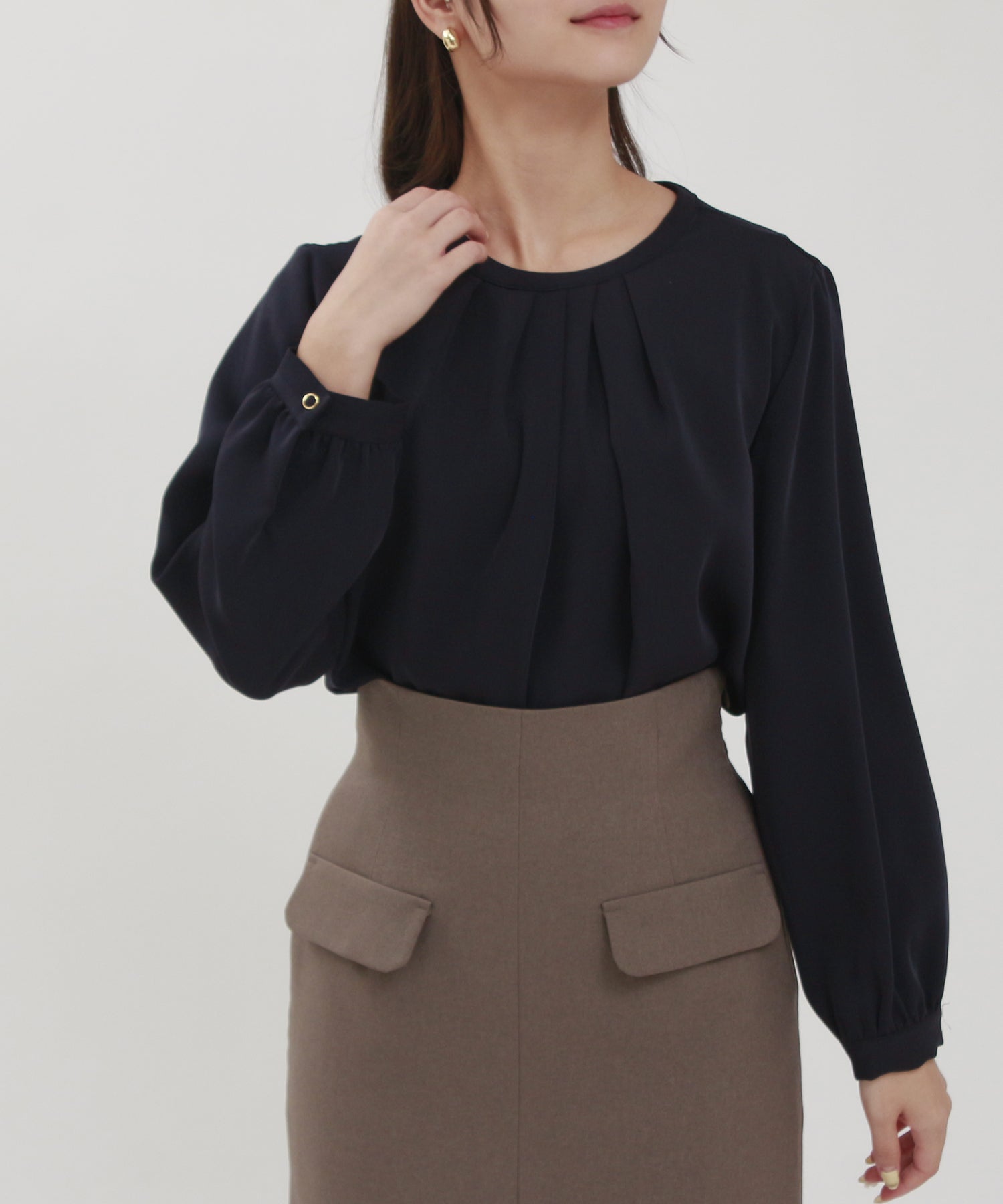 ネイビー model:160cm/骨格ウェーブ 着用サイズ:M