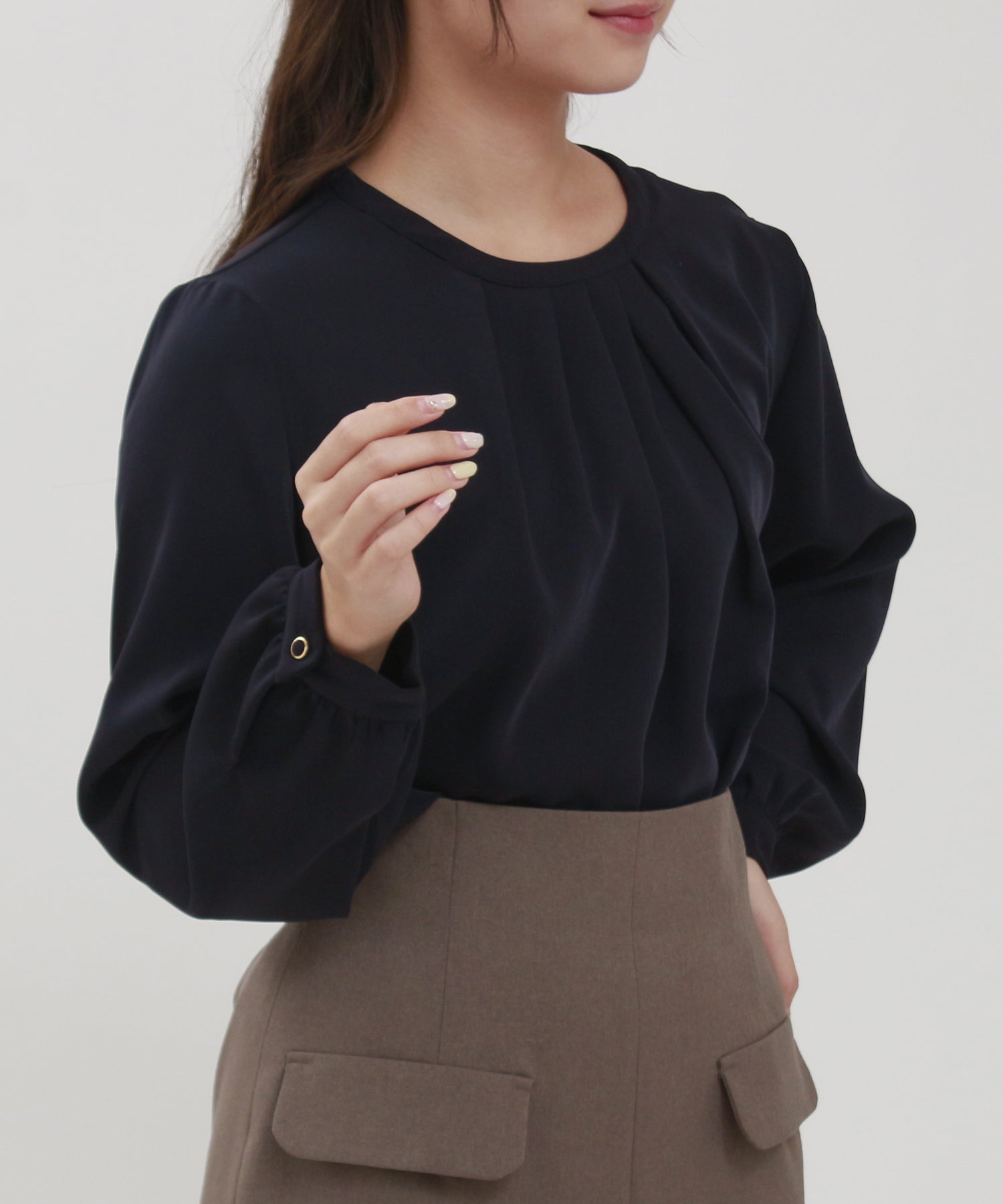 ネイビー model:160cm/骨格ウェーブ 着用サイズ:M