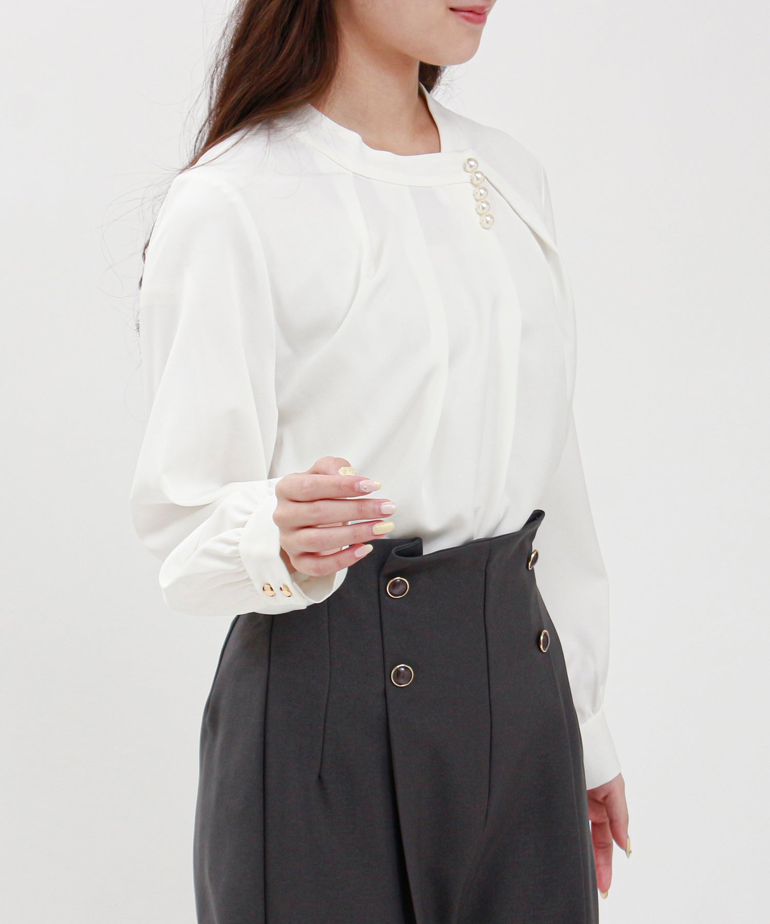 ホワイト model:160cm/骨格ウェーブ 着用サイズ:M