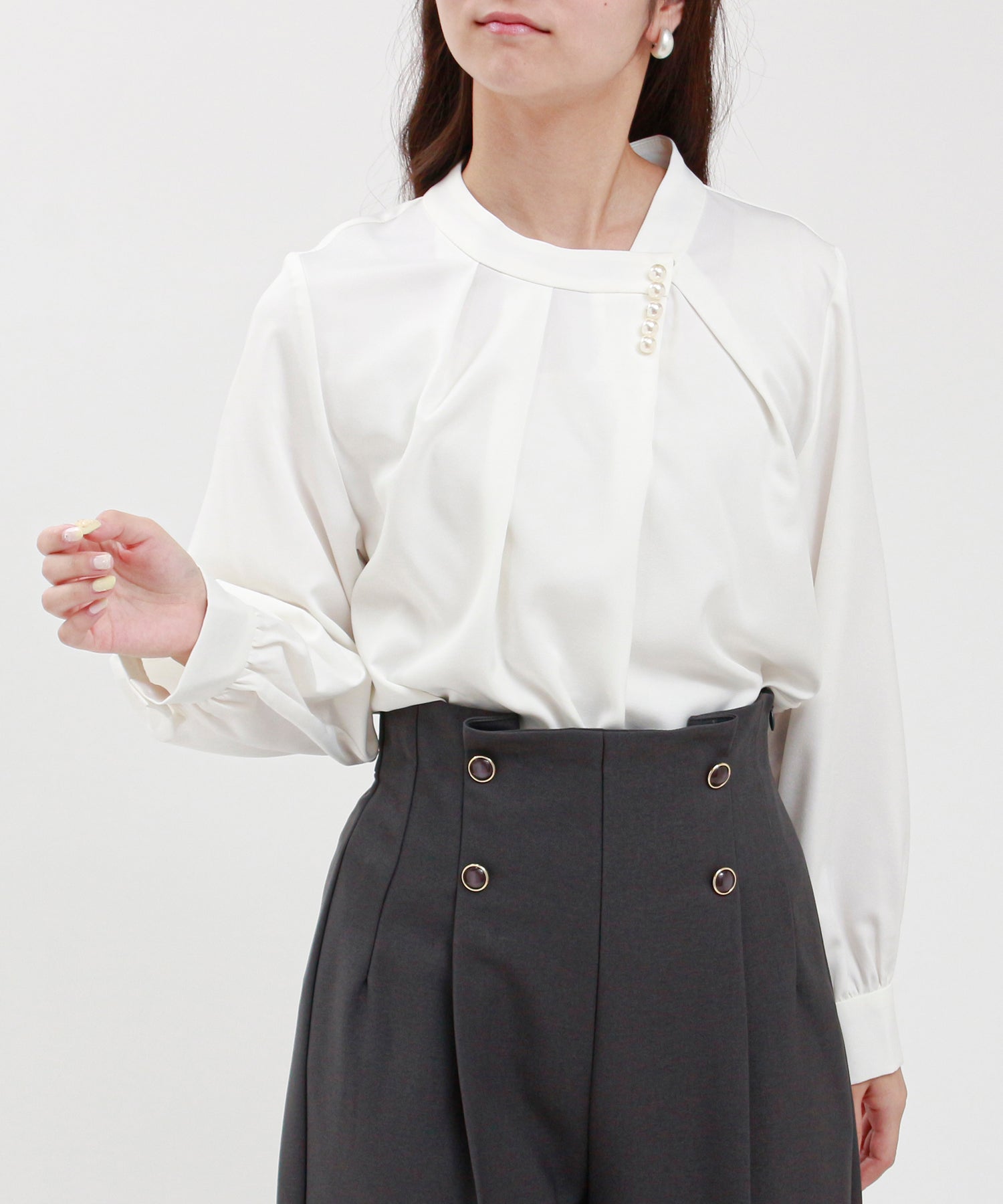 ホワイト model:160cm/骨格ウェーブ 着用サイズ:M