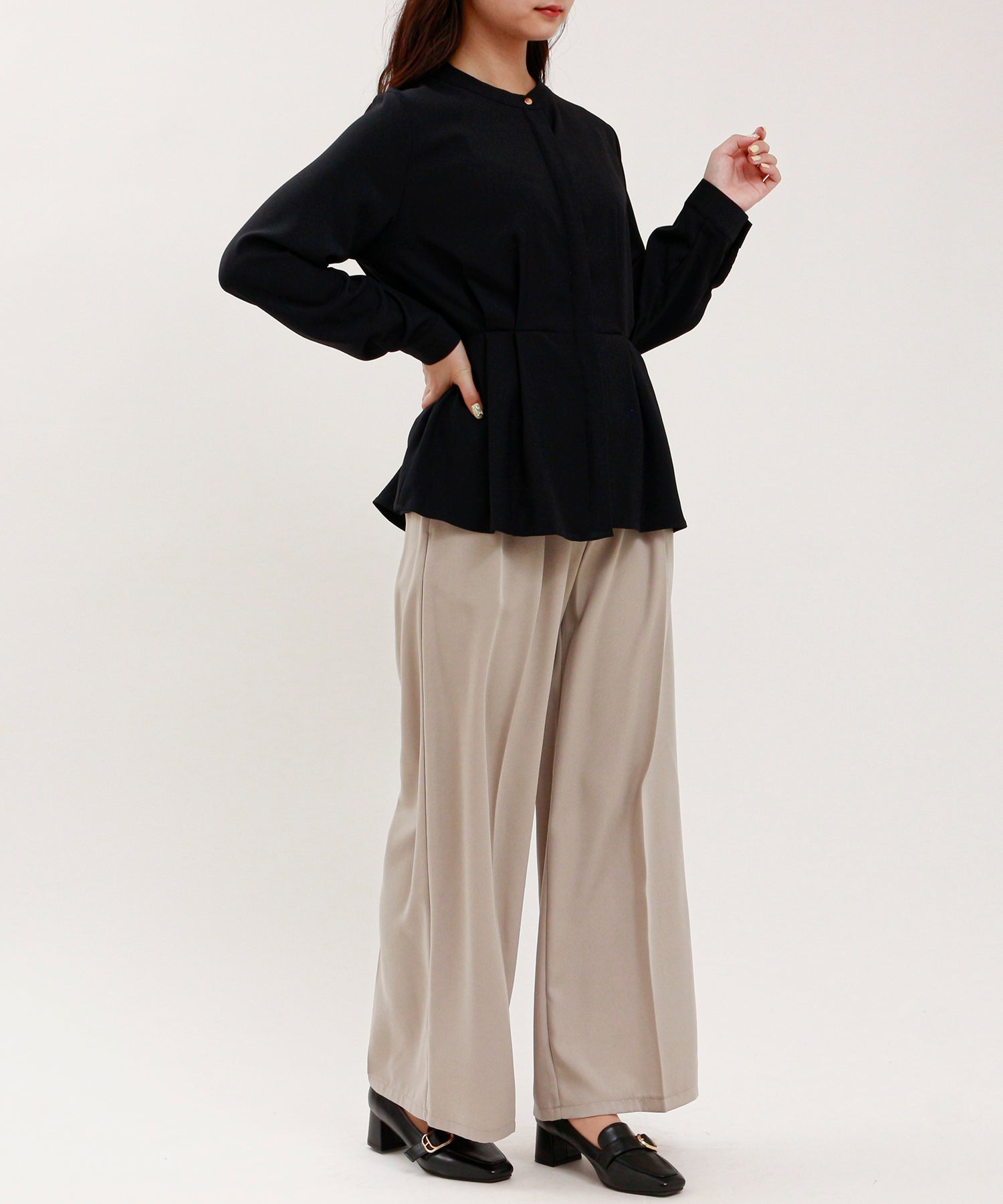 ネイビー model:160cm/骨格ウェーブ 着用サイズ:M