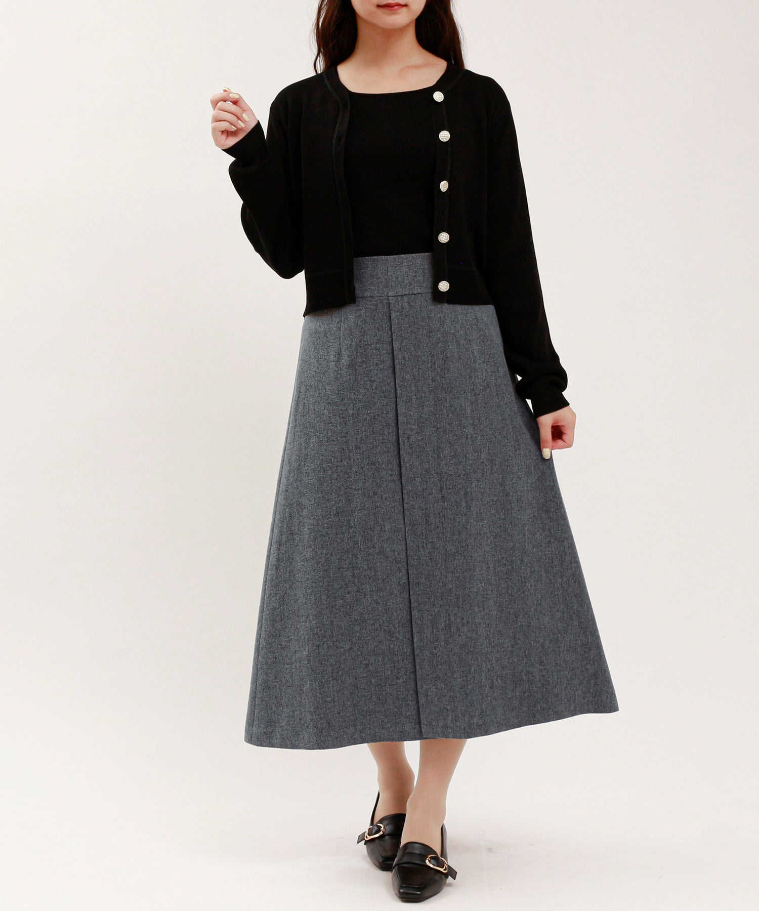 ライトグレー model:160cm/骨格ウェーブ 着用サイズ:M
