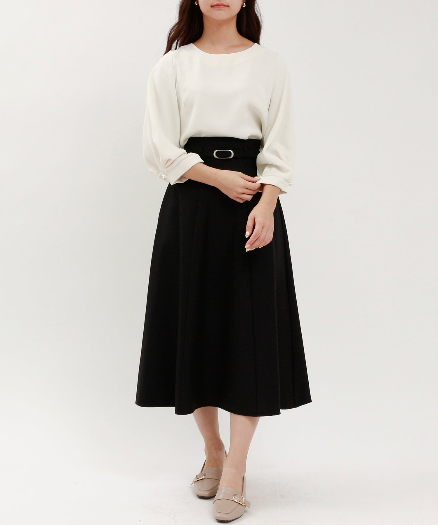 ホワイト model:160cm/骨格ウェーブ 着用サイズ:M