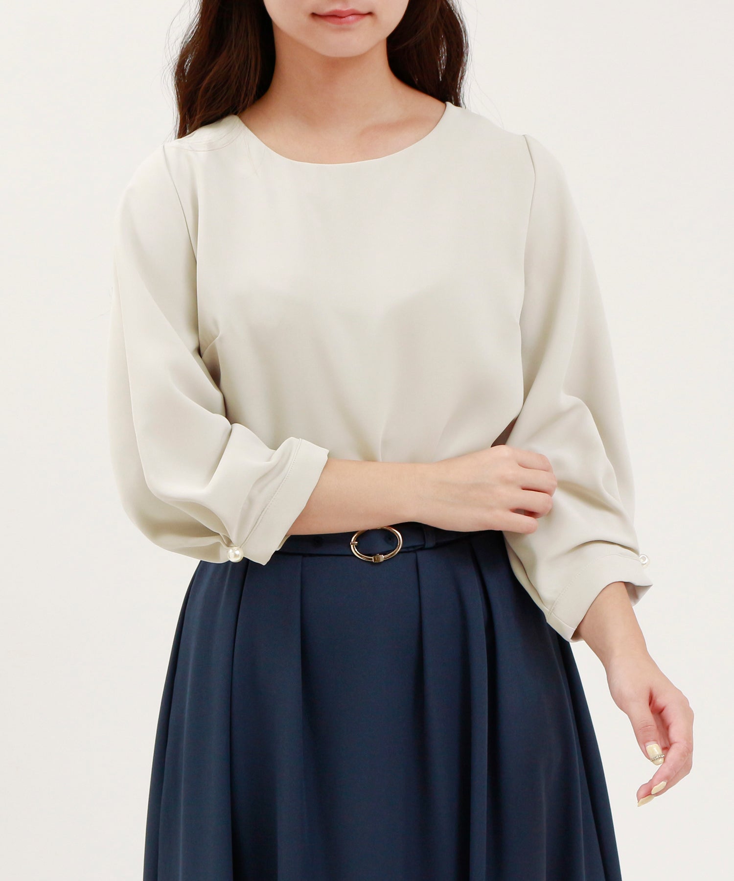 ライトグレー model:160cm/骨格ウェーブ 着用サイズ:M