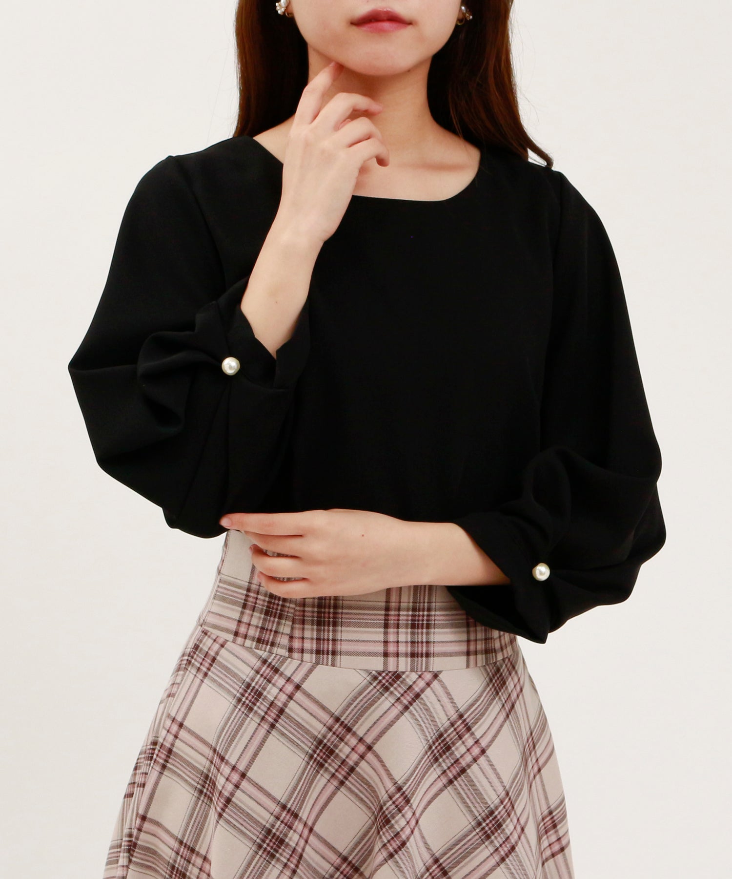 ブラック model:155cm/骨格ウェーブ 着用サイズ:M