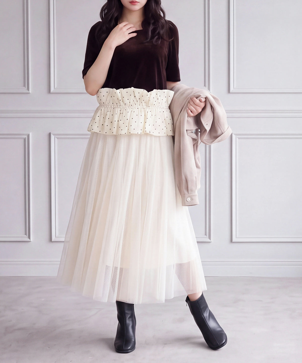 ブラウン (AI画像) model：160cm　着用サイズ：M