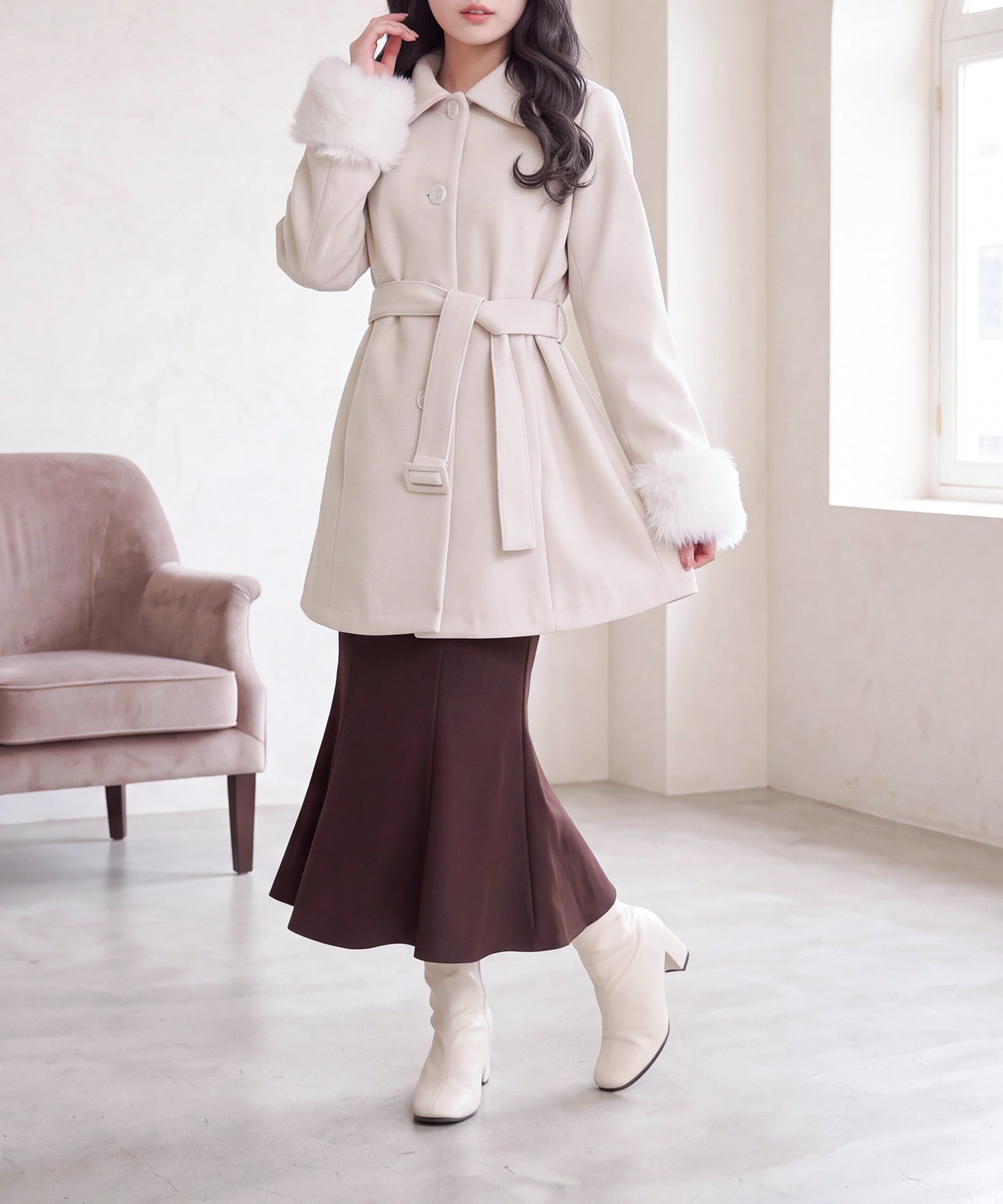 アイボリー(AI画像)　model：160　着用サイズ：M