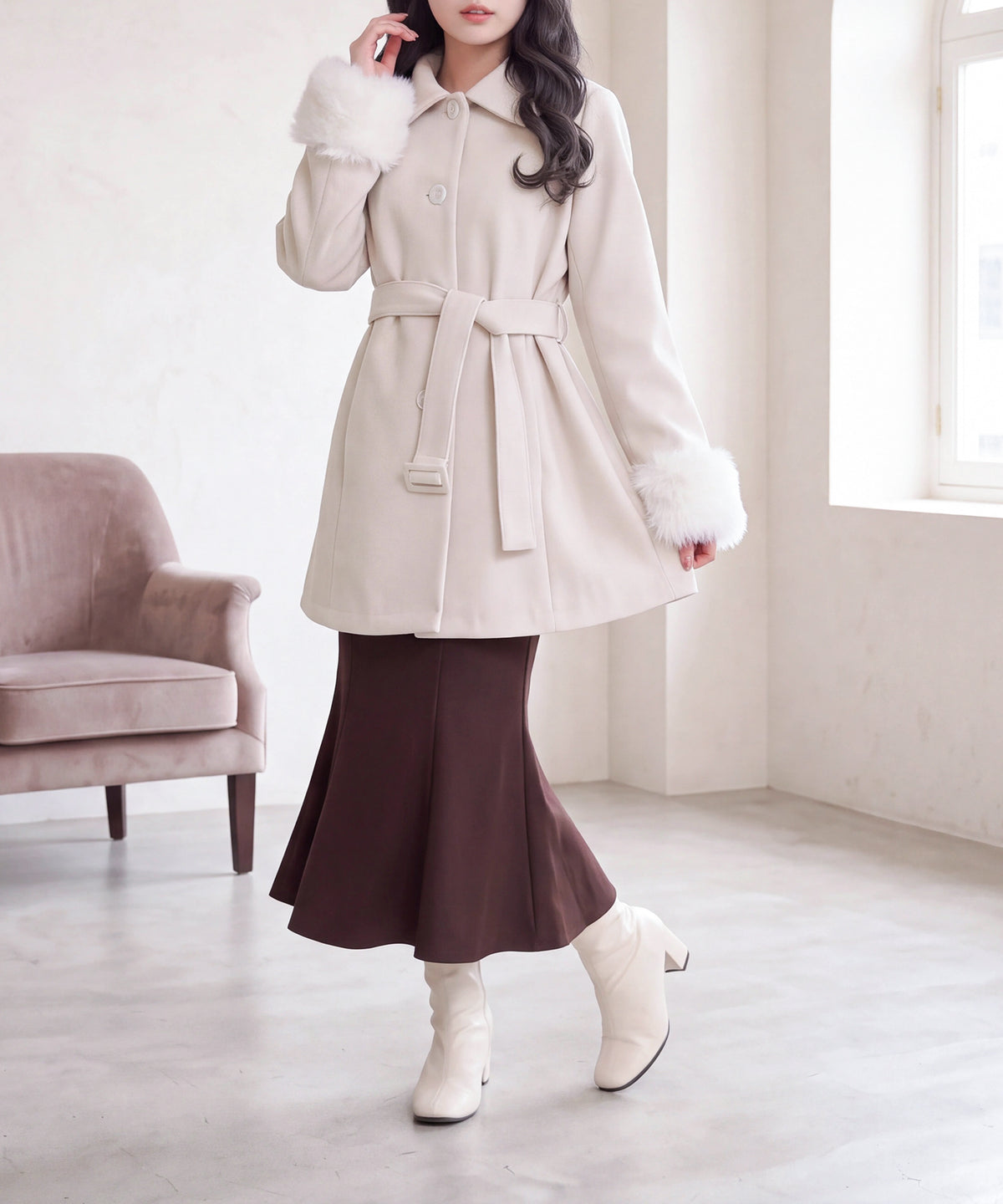 アイボリー(AI画像)　model：160　着用サイズ：M
