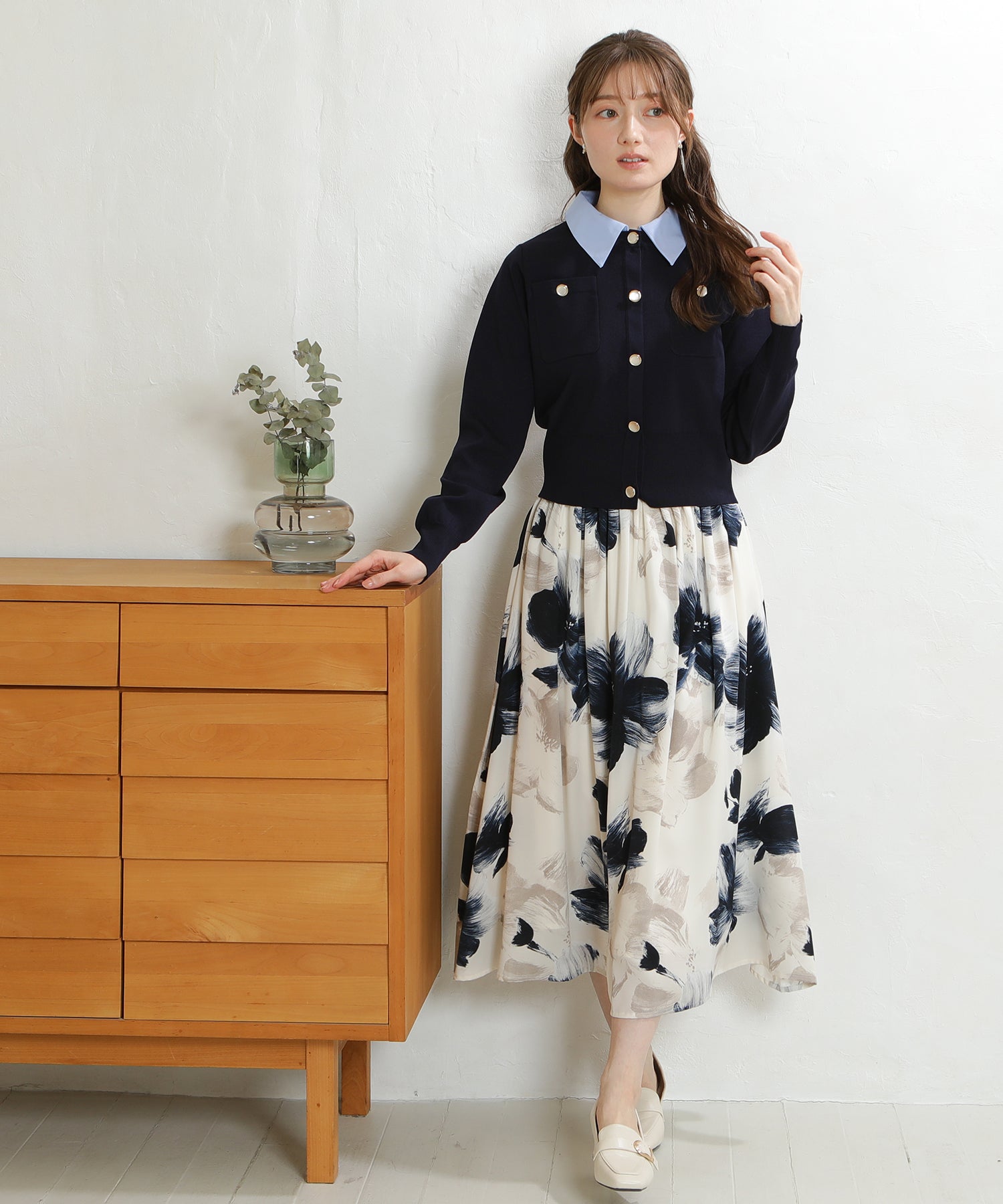 オンラインショップ先行入荷)ウエストゴム花柄スカート