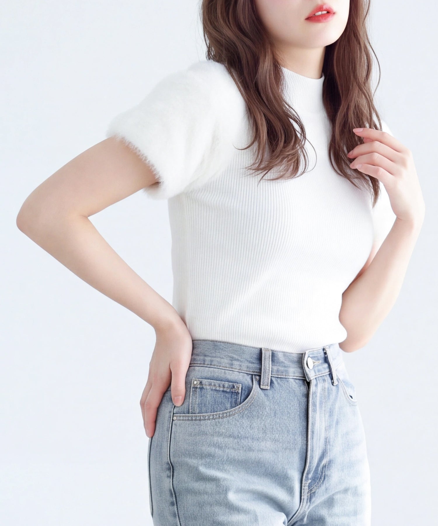 ホワイト　model：160　着用サイズ：M(AI画像)