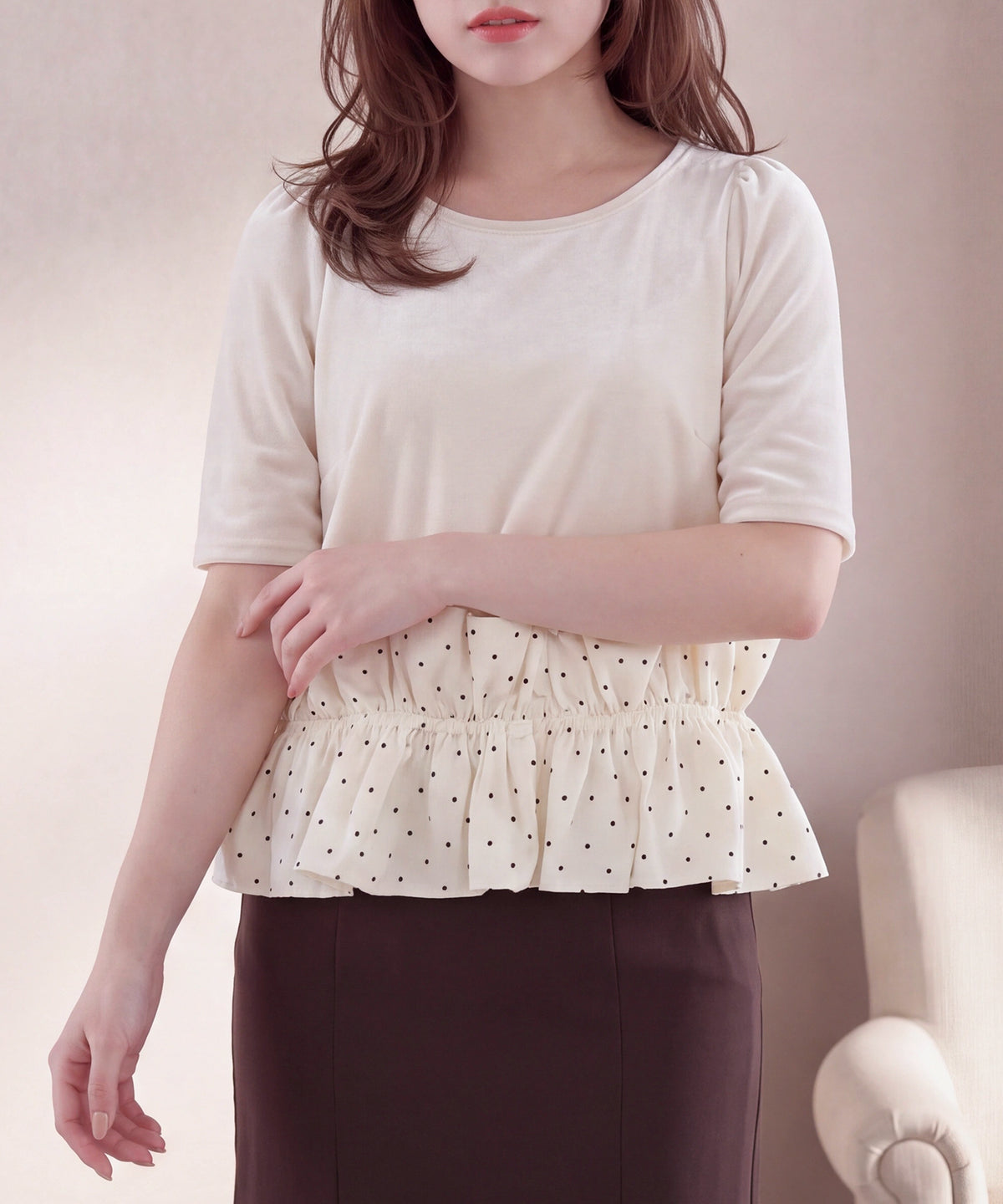 アイボリー (AI画像) model：160cm　着用サイズ：M