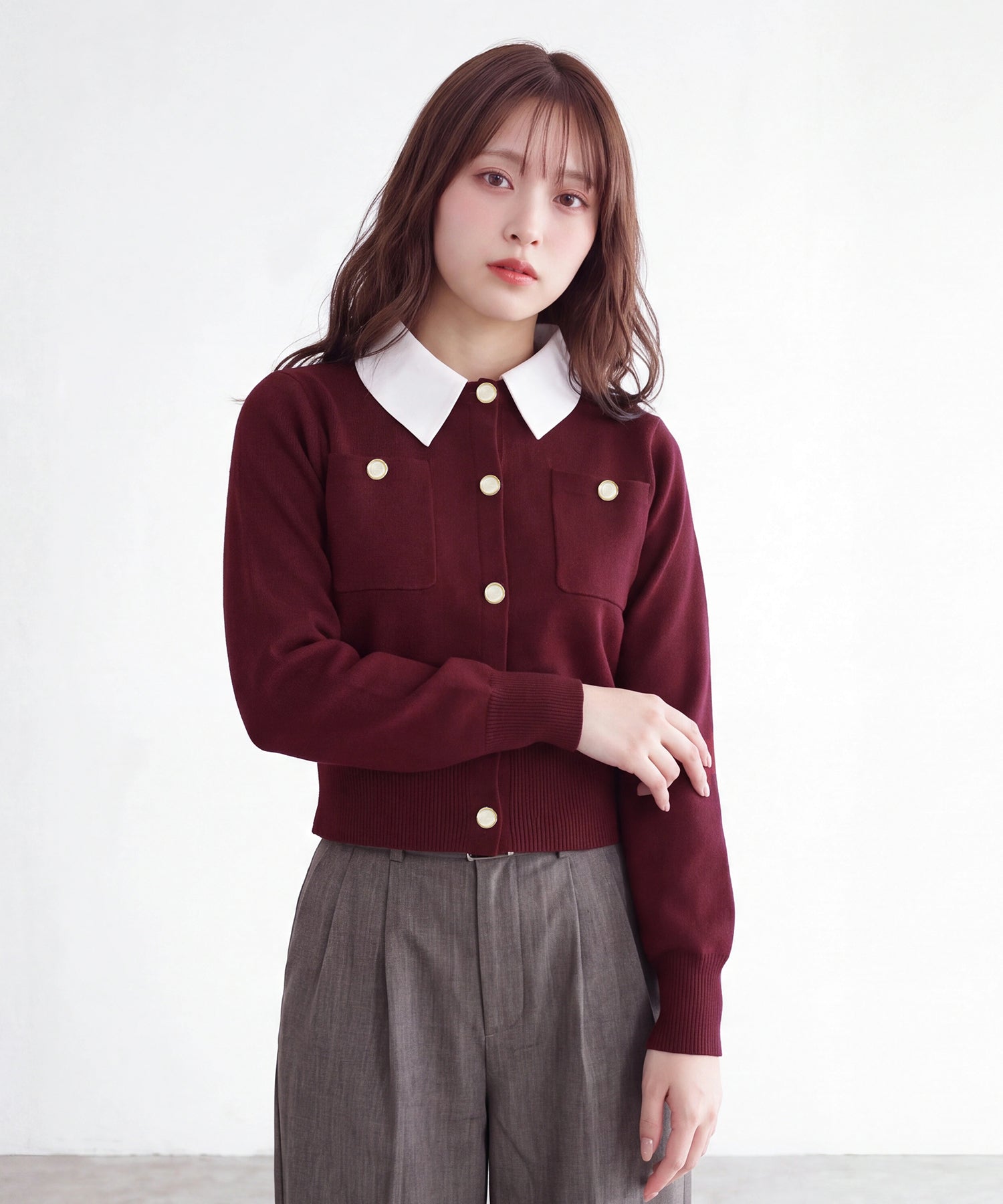 ワイン(AI画像)　model：160cm　着用サイズ：M