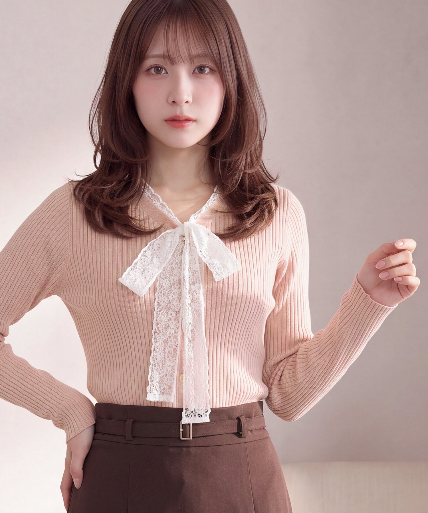 ピンク (AI画像)　model：160㎝　着用サイズ：M