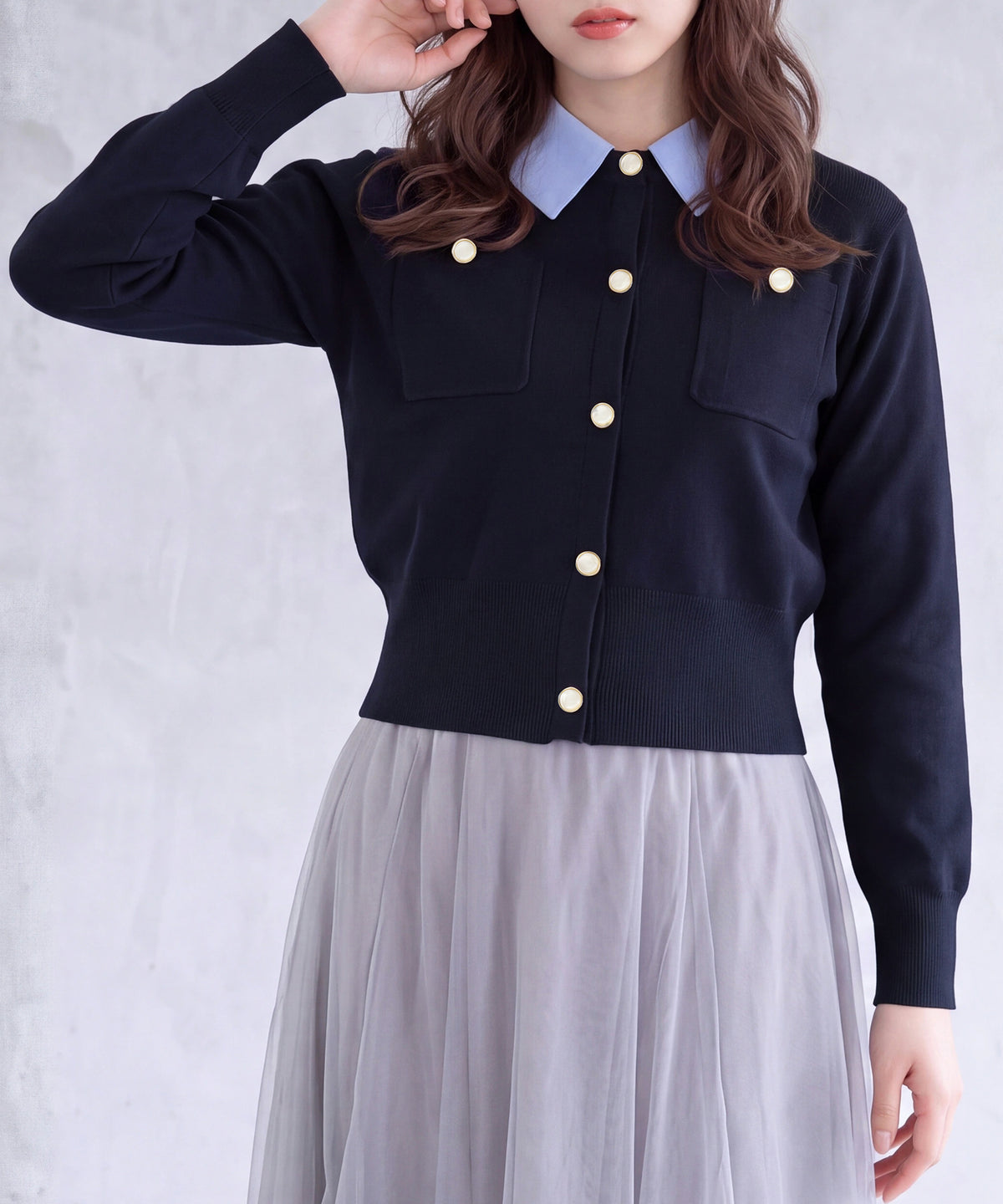 ネイビー(AI画像)　model：160cm　着用サイズ：M